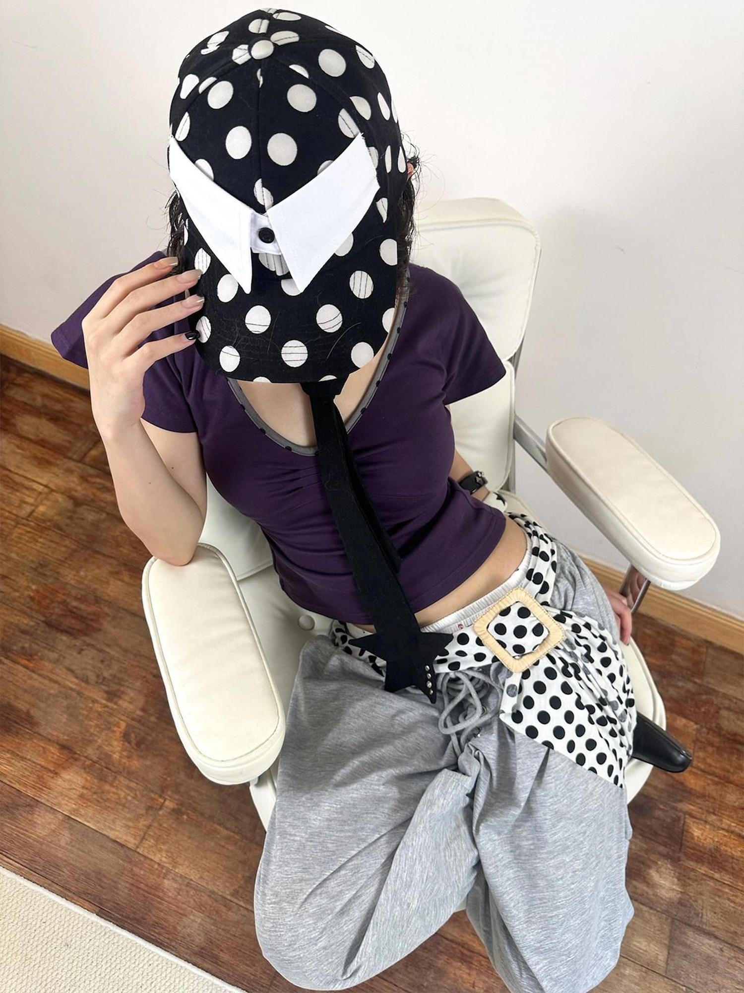 nit alcove Cute Polka Dot Bow Adjustable Cotton Casual Unisex Couple Baseball Caps