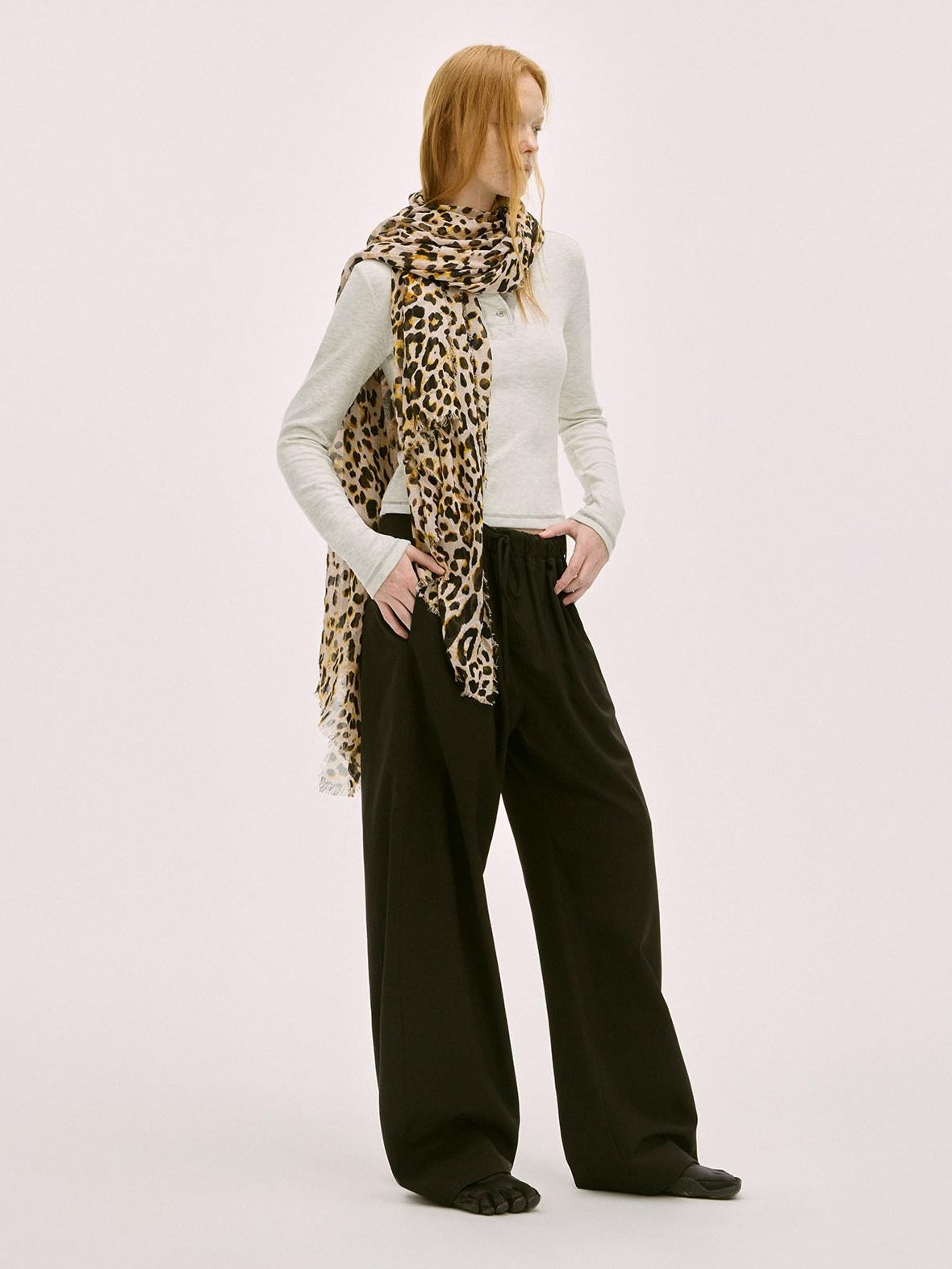 RUN TO THE FUTURE Stretch Wool Blend Casual Wide Leg Drawstring Mid Low Rise Women Black Chinos
