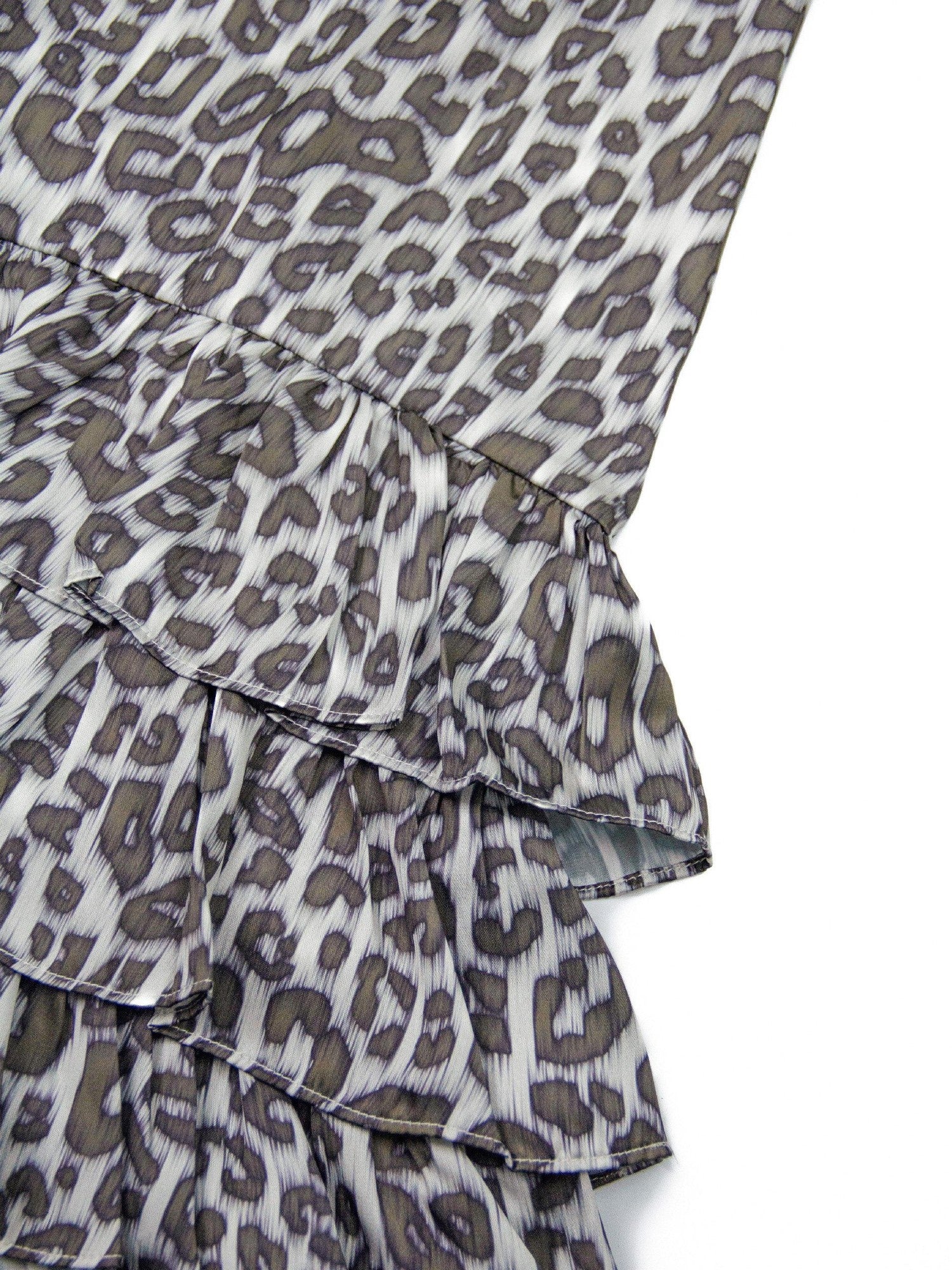 oinimi Leopard Print Ruffle Hem Adjustable Straps Women&