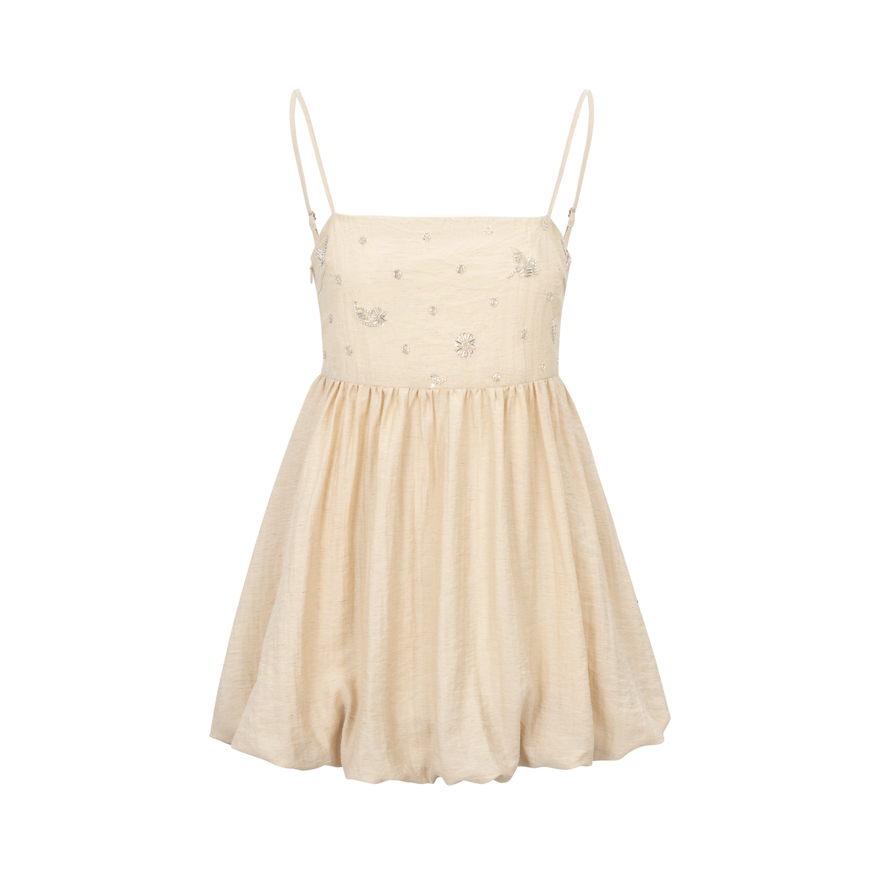 Dorydory_Apricot_Beige_Beaded_Square_Neck_Tulip_Hem_Women&