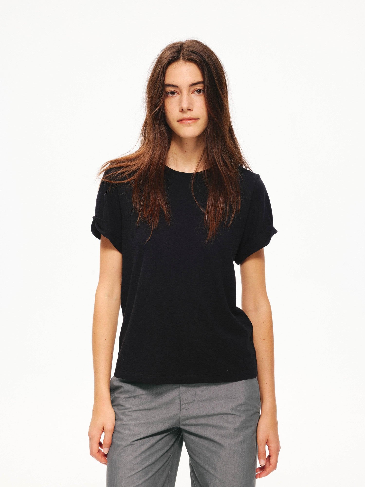Northbutsouth Textured Crewneck Folded Cuff Loose Women&