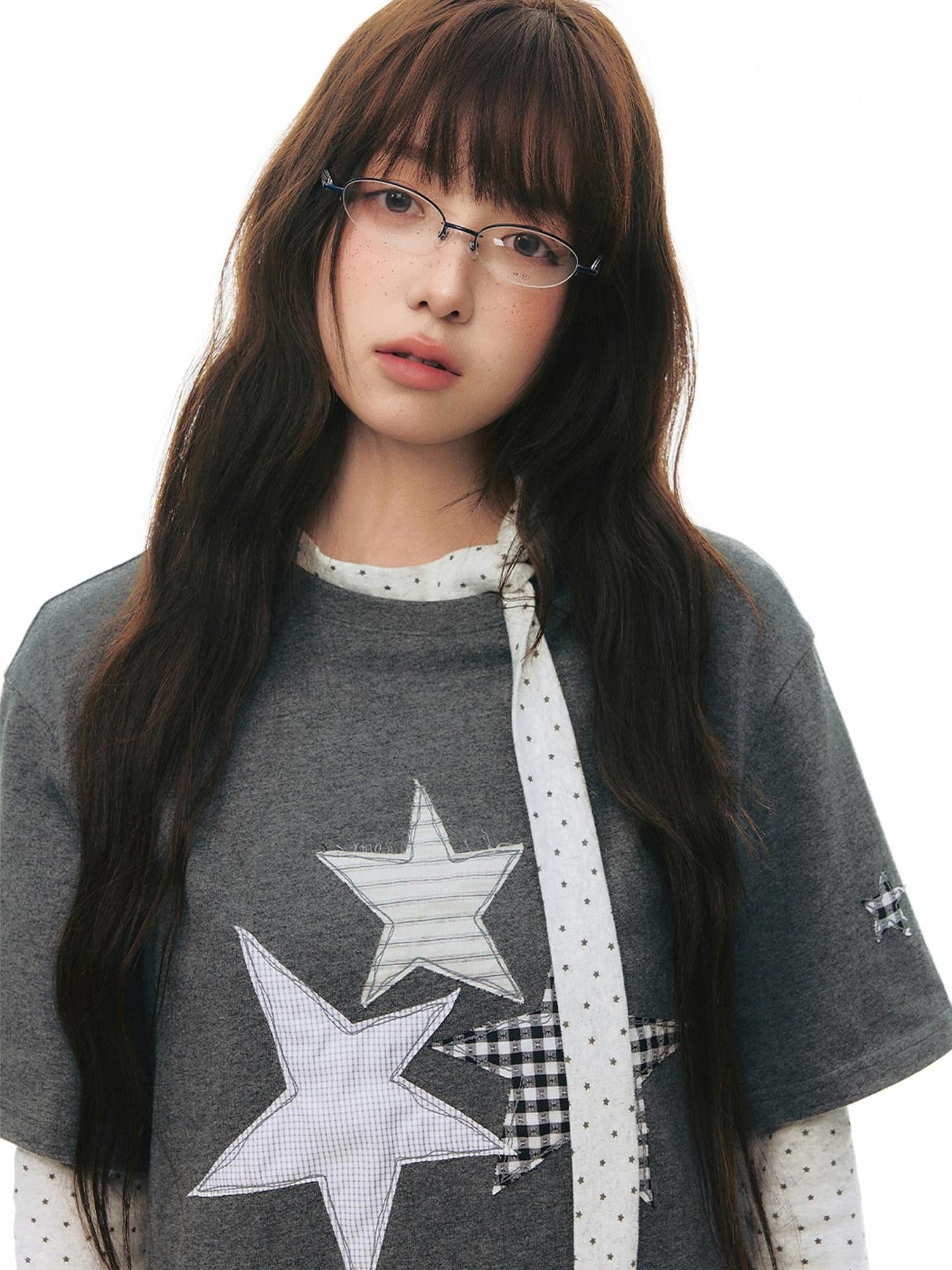 NAPSNAPS Star Applique Embroidered Women&