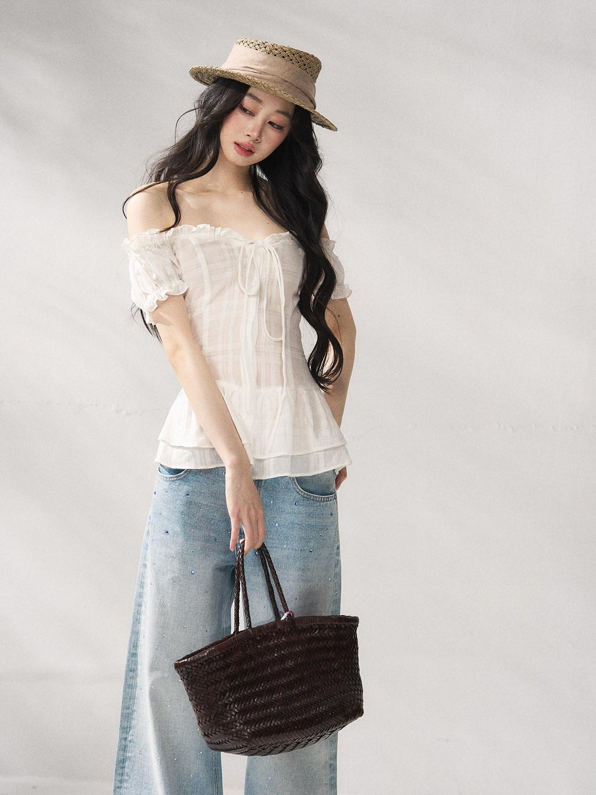 7Shiftin Cooling Breathable Light Waist Slim Women Cotton Tee Off Shoulder Crop Tops