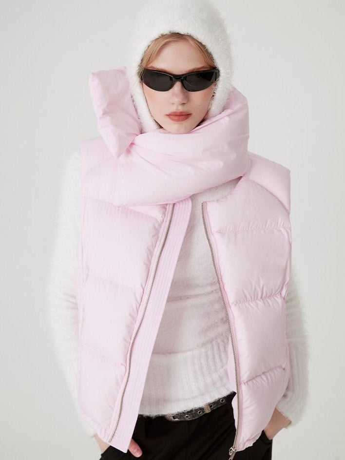 RUN TO THE FUTURE 90 Percent White Down Sleeveless Cropped Straight Korean Women Down Jackets