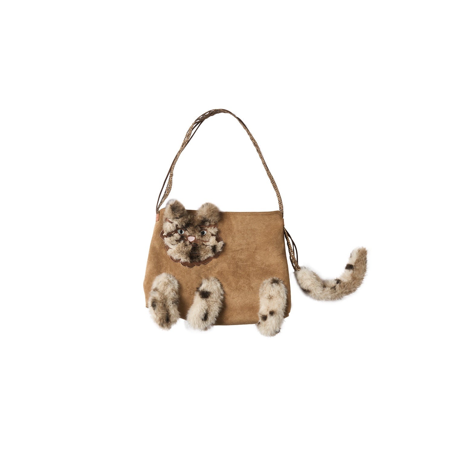 OuttheBlue Cute Edgy Cat Print Square Single Shoulder Women Vintage Pink Khaki Tote Bags