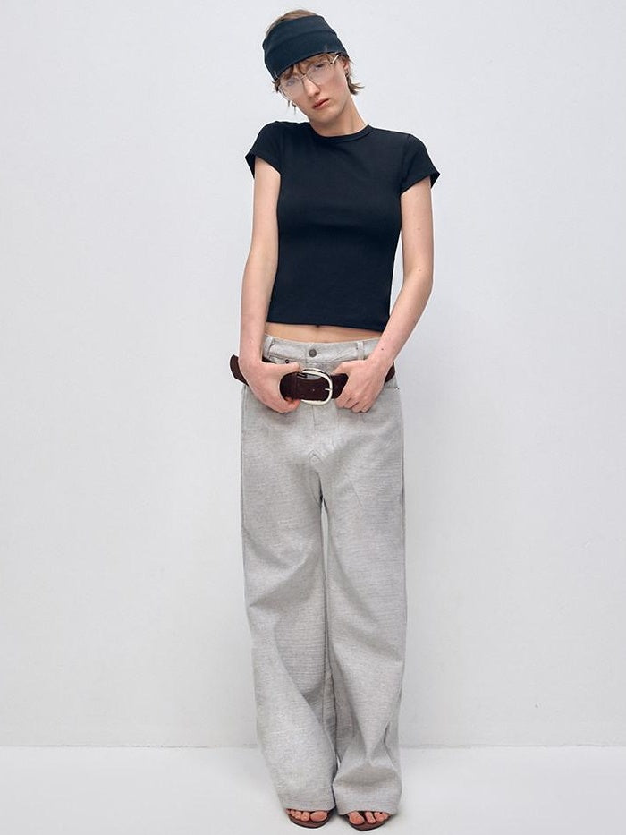 RUN TO THE FUTURE Minimalist Vintage Low Waist Zipper Pocket Office Womens Straight Pants