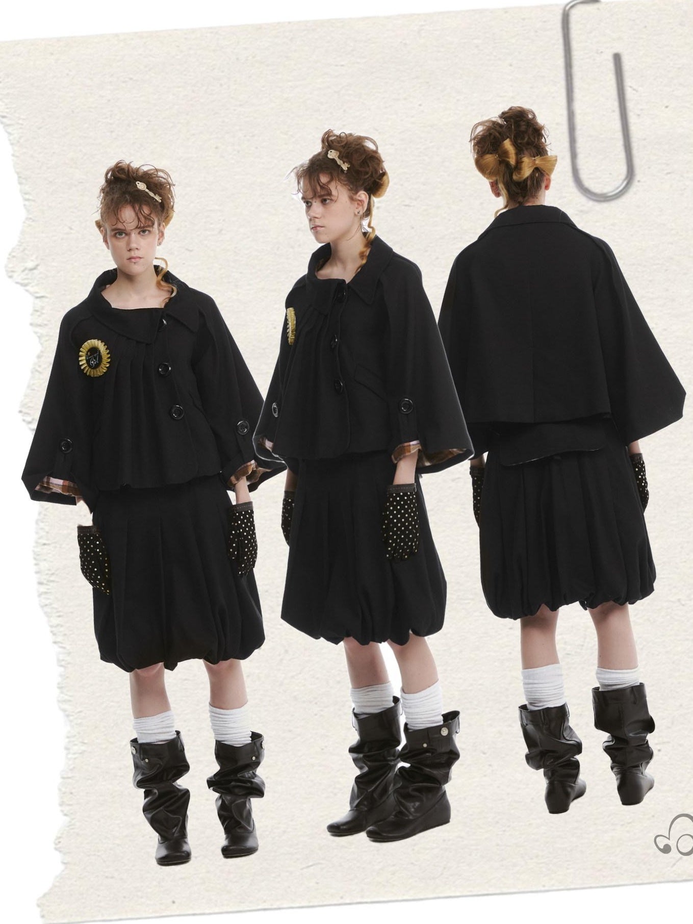 nit alcove Cute Bow Plaid Cropped Lapel Top High Waist Skirt Unisex Top & Skirt Sets