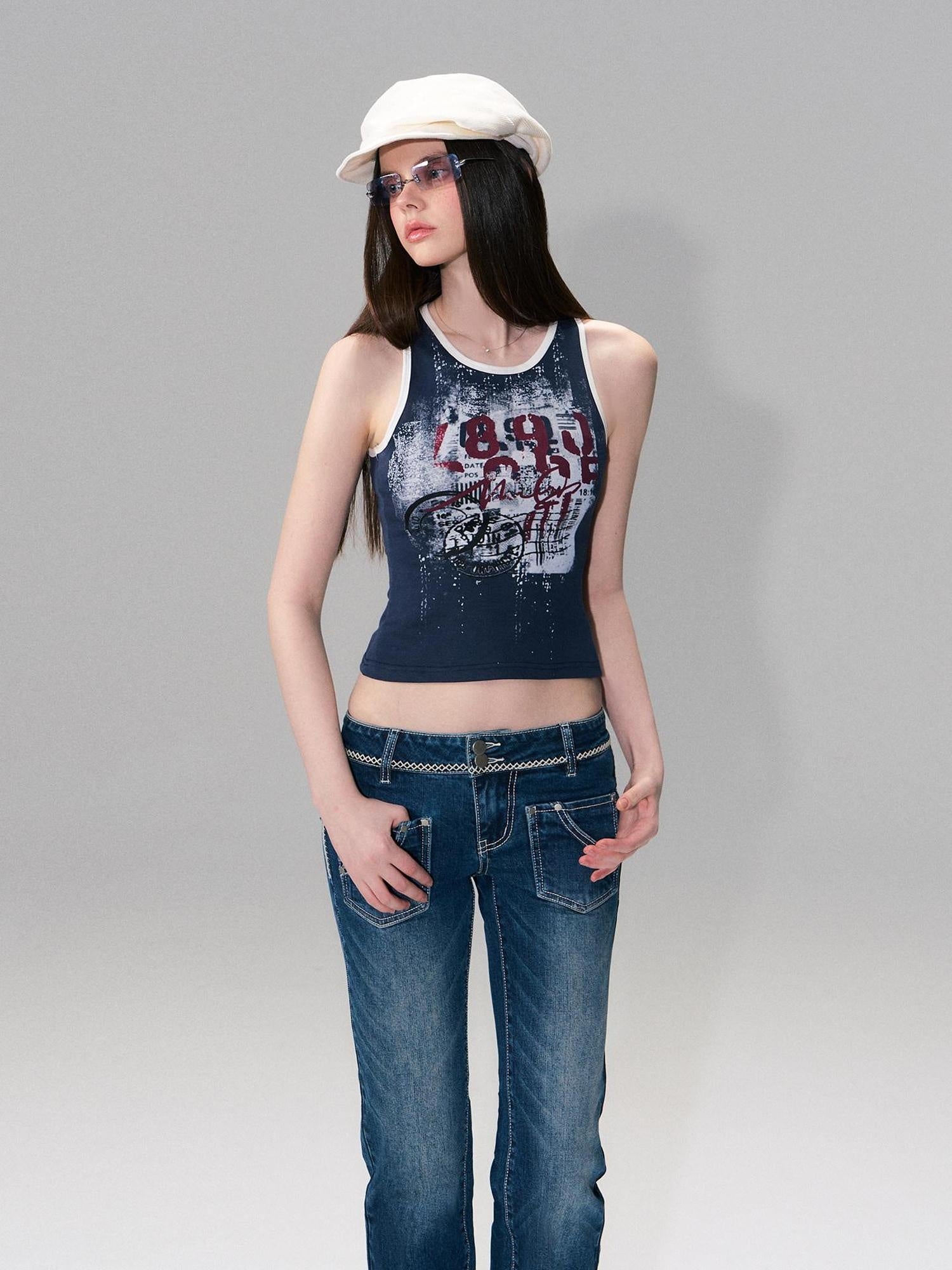 The NeverMore Cotton Blend Letter Print American Slim Fit Cropped Women Long Sleeve T-Shirts
