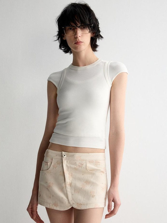 RUN TO THE FUTURE Versatile Slim Fit Short Solid Viscose Cotton Blend Women T Shirt Crop Tops