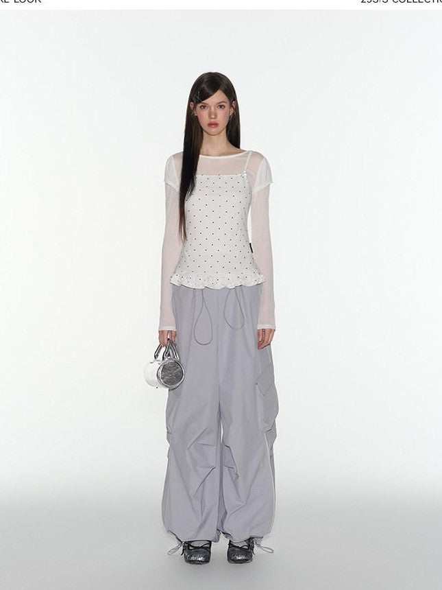 NAPSNAPS Ruffled Sheer Cutout Slim Women&