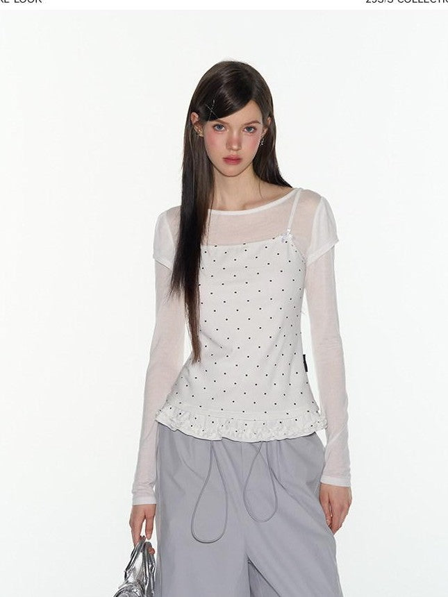 NAPSNAPS Ruffled Sheer Cutout Slim Women&