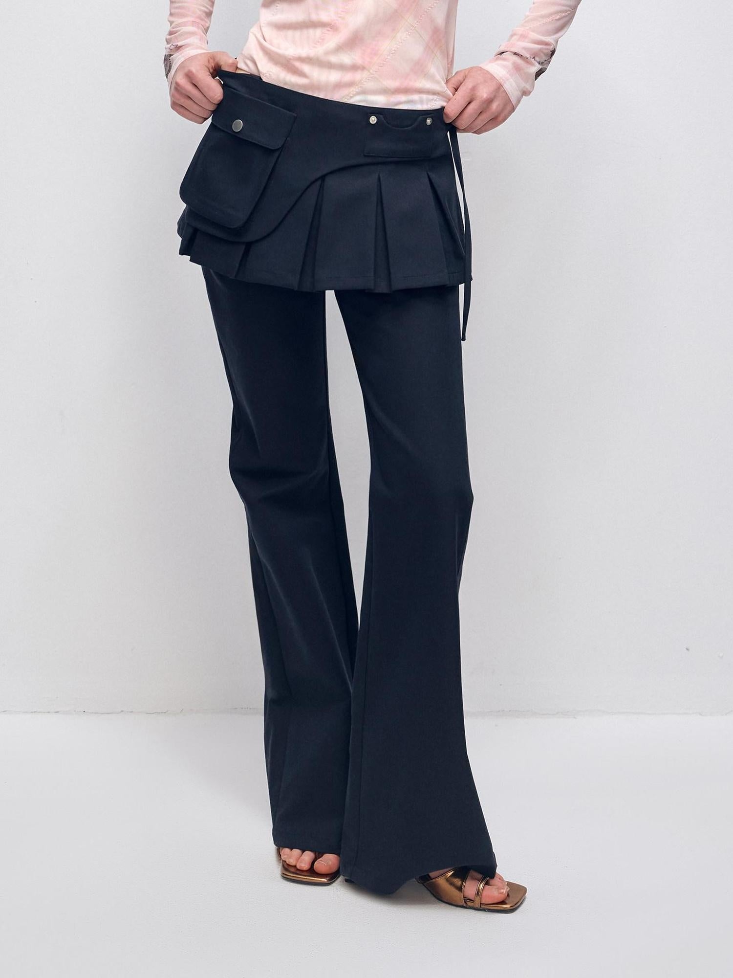 RUN TO THE FUTURE Pocketed Low Waist Micro Flare Slim Fit Women Zipper Poly Cotton Skorts