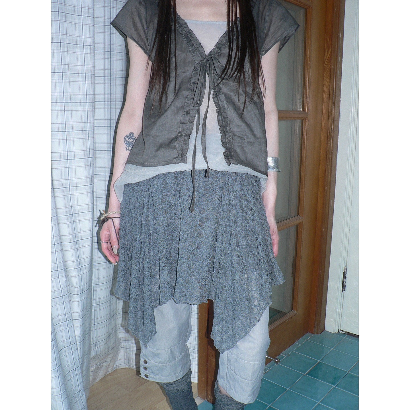 ang_project_Gray_Patchwork_Gathered_Irregular_Layered_A_Line_Women&