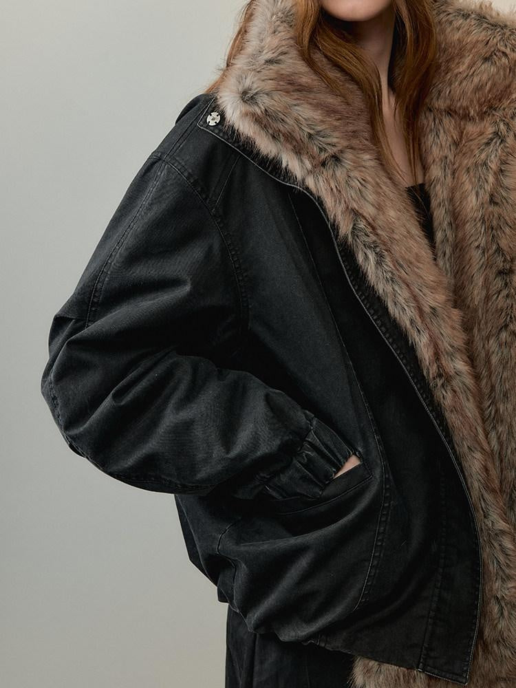 AnnoMundi Thick Warm Polyester Minimalist Commuter Straight Fit Black Puffer Jackets