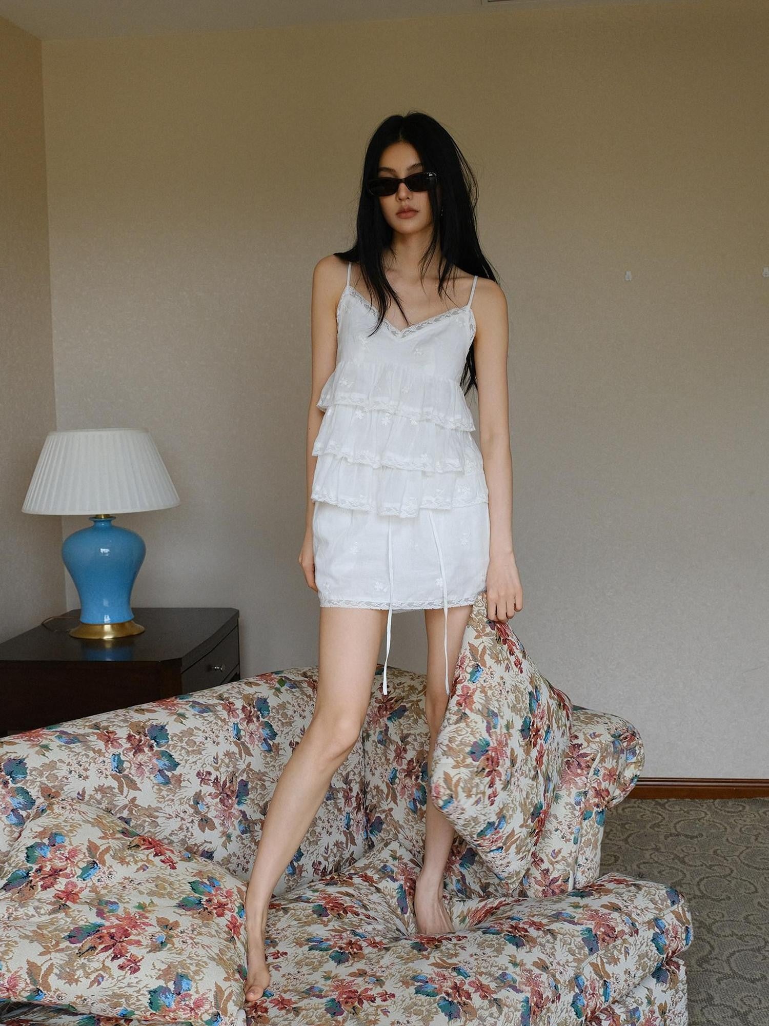 FU FRESH UP Resort Heavily Embroidered Lace Babydoll Women&