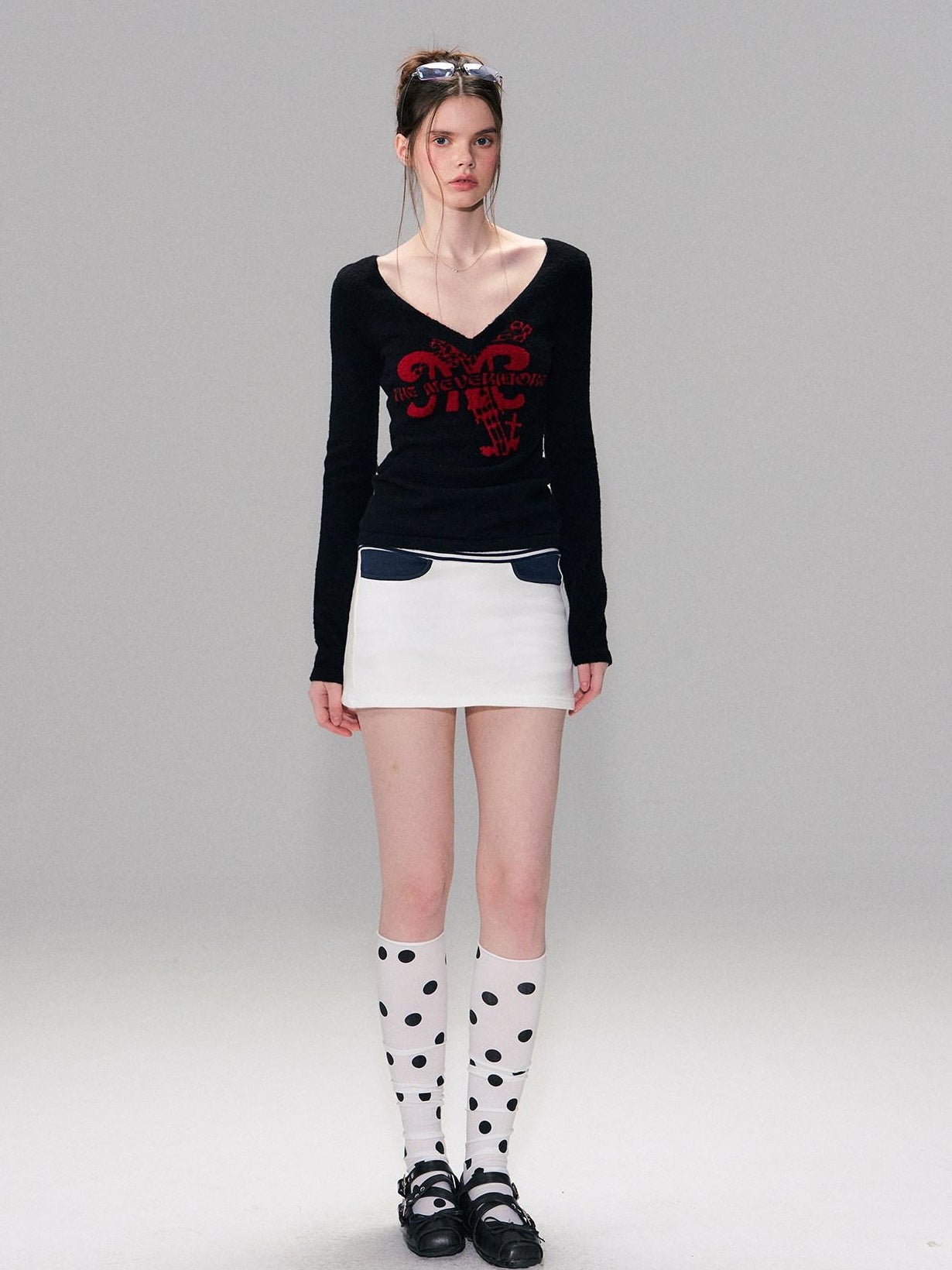 The NeverMore Thick Cozy Letter Print Contrast Slim Fit Sexy Black Women Long Sleeve T-Shirts