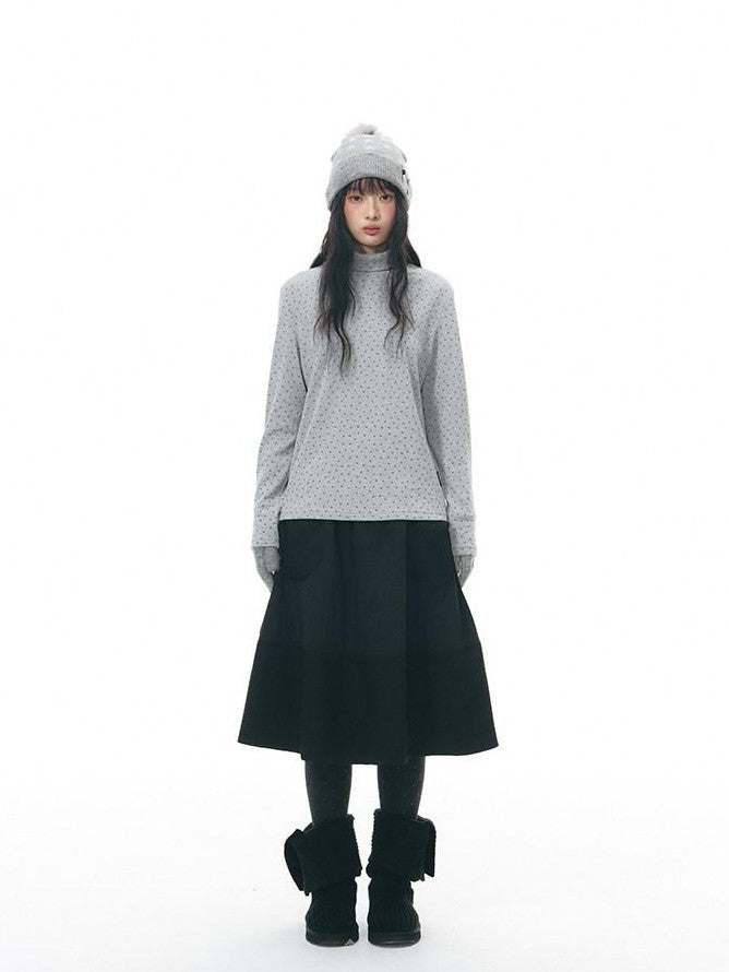 NAPSNAPS Star Print Brushed Fleece High Neck Women&