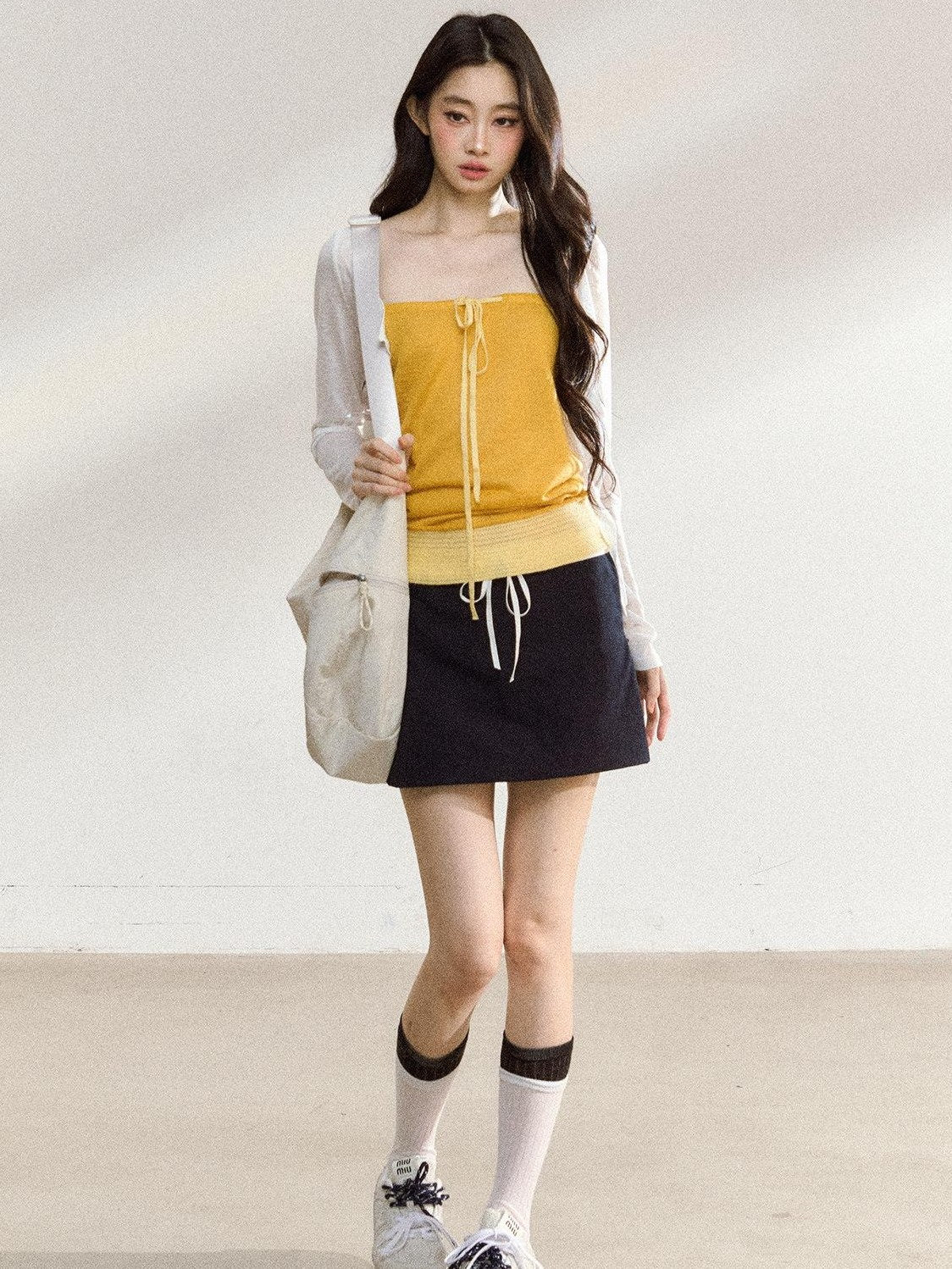7Shiftin Asymmetric Slim Fit Cropped Versatile Solid Women Yellow Khaki Brown Tank Tops