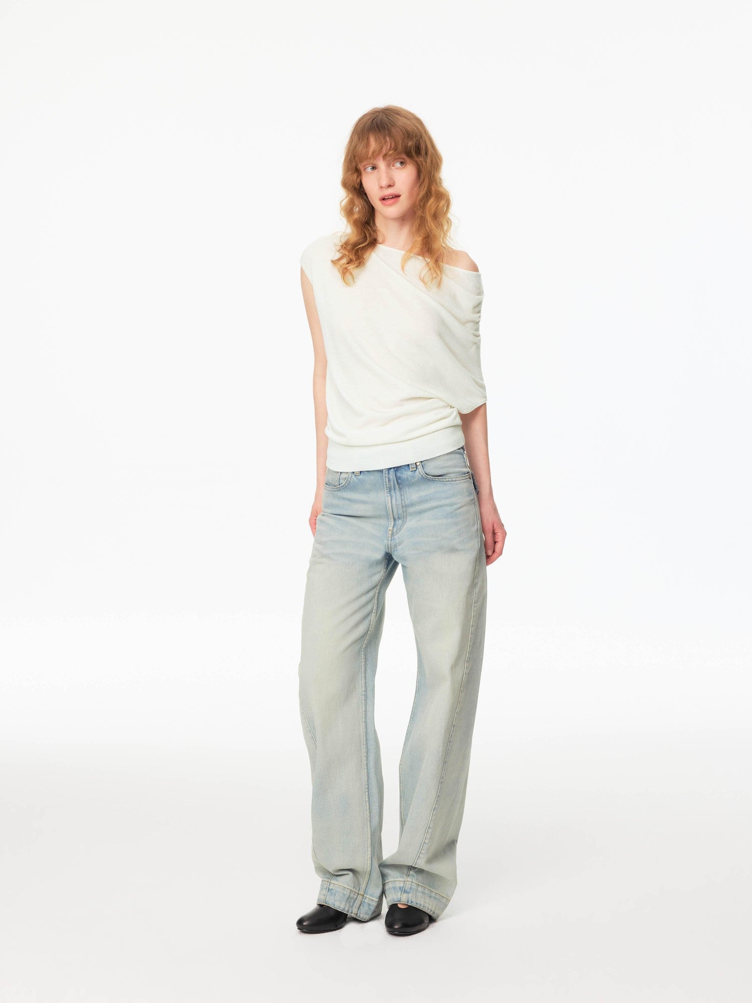 Northbutsouth Light Wash Whisker Cocoon Mid Low Rise Women&