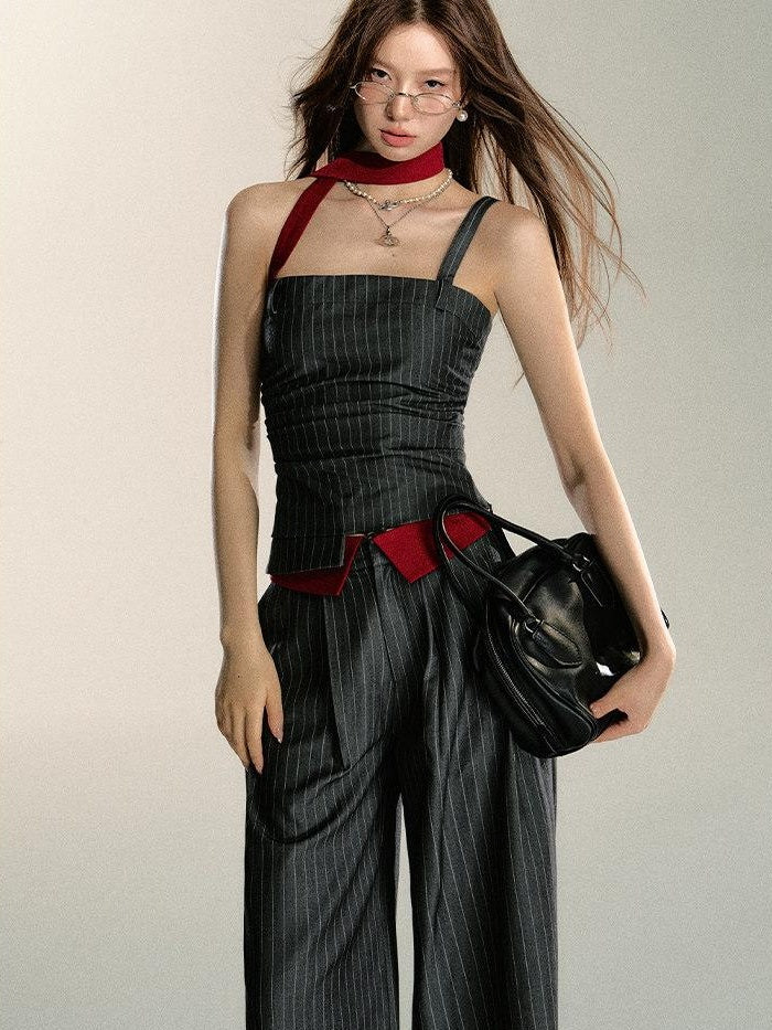 7Shiftin Bandeau Crop With High Waisted Pants Casual Chic Women Top & Pants Sets