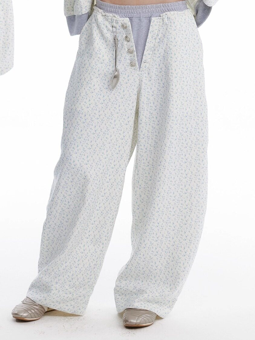 nit alcove Floral Zip Hoodie Loose Fit Long Sleeve Unisex Long Pants Top & Pants Sets