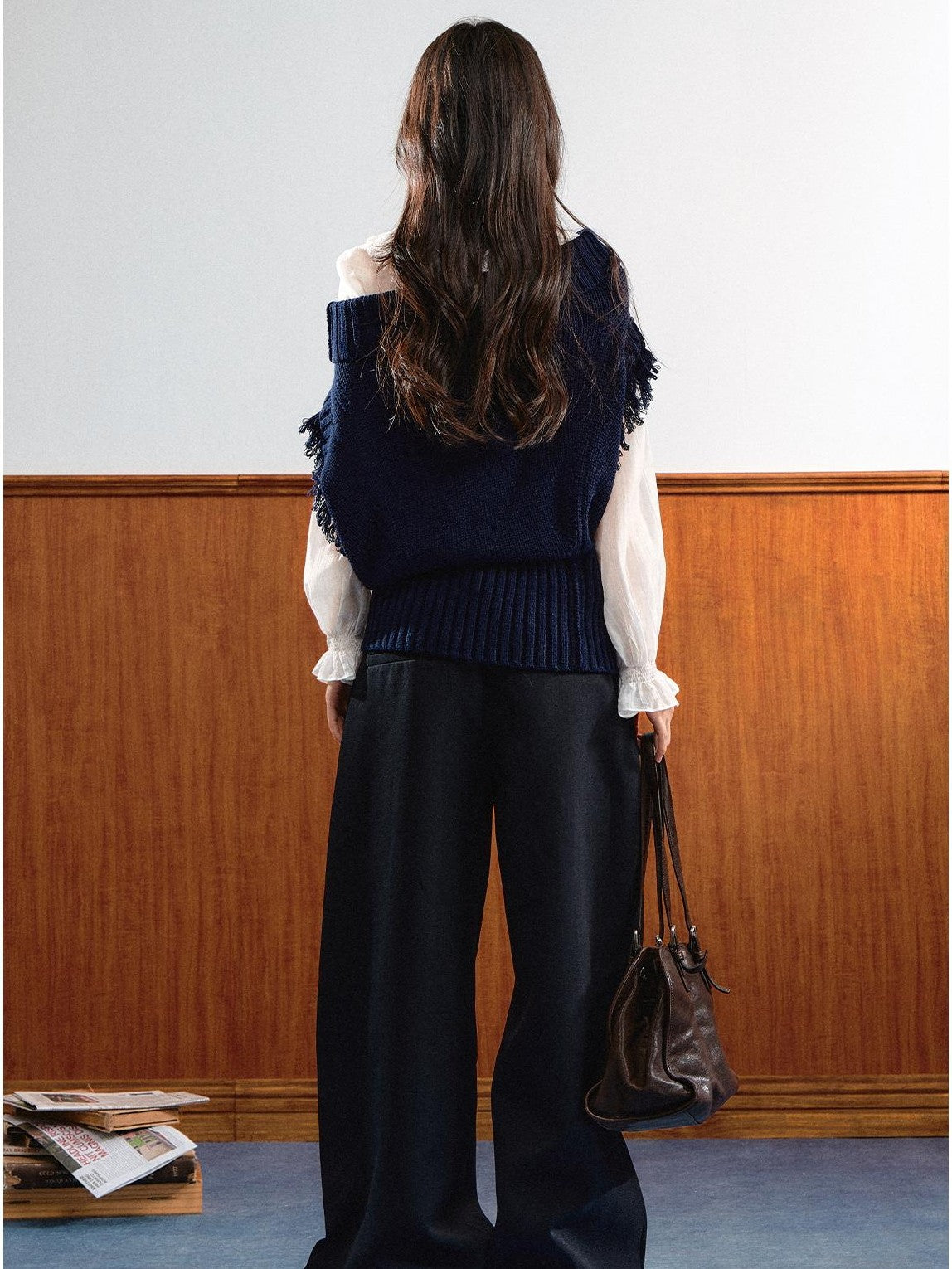 7Shiftin Asymmetric Collar Ribbed Waist Women&