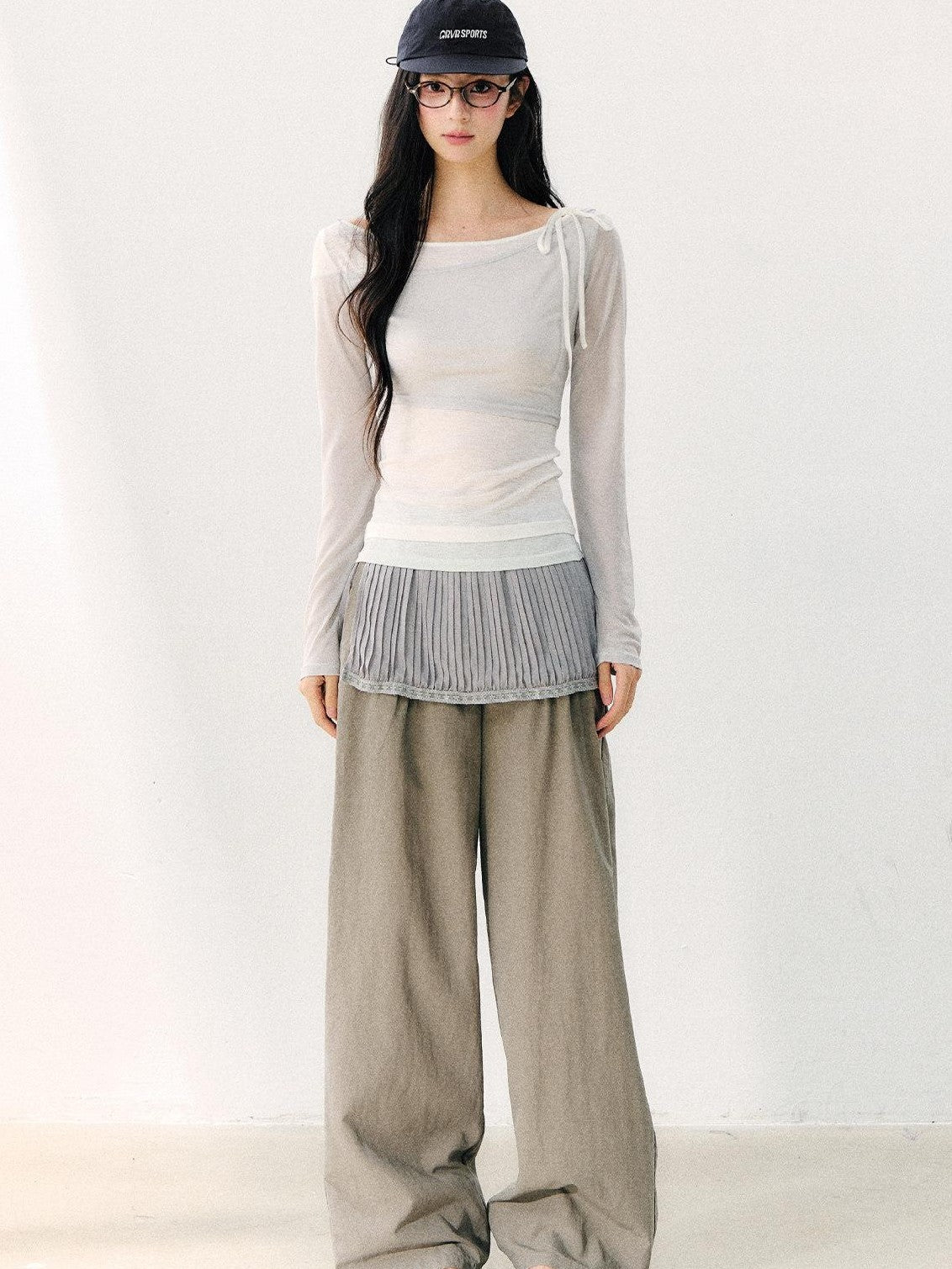 7Shiftin Asymmetric Shoulder Tie Colorblock Slim Women&