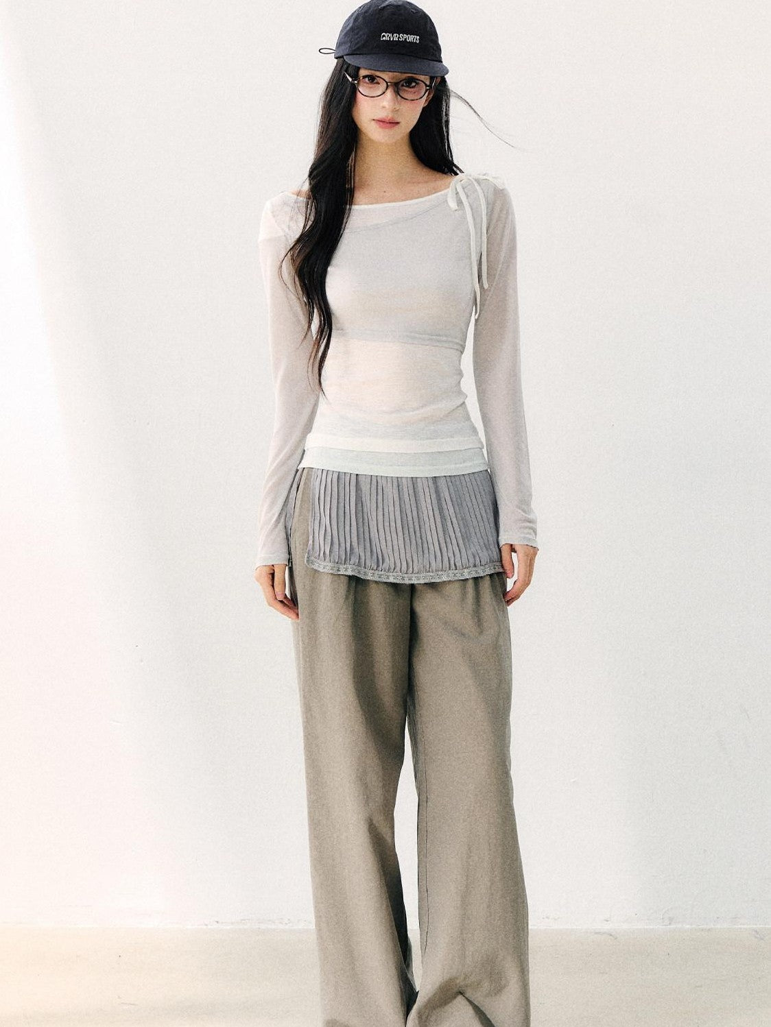 7Shiftin Asymmetric Shoulder Tie Colorblock Slim Women&
