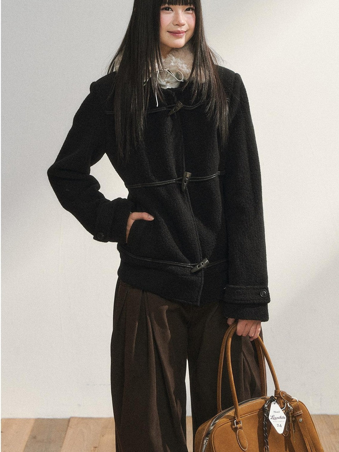 7Shiftin Black Toggle Button Slim Fit Warm Women&