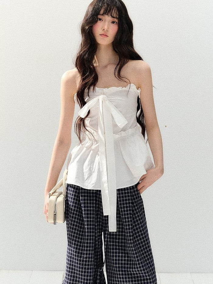 7Shiftin Blue Checked Pocket Relaxed Natural Waist Women&