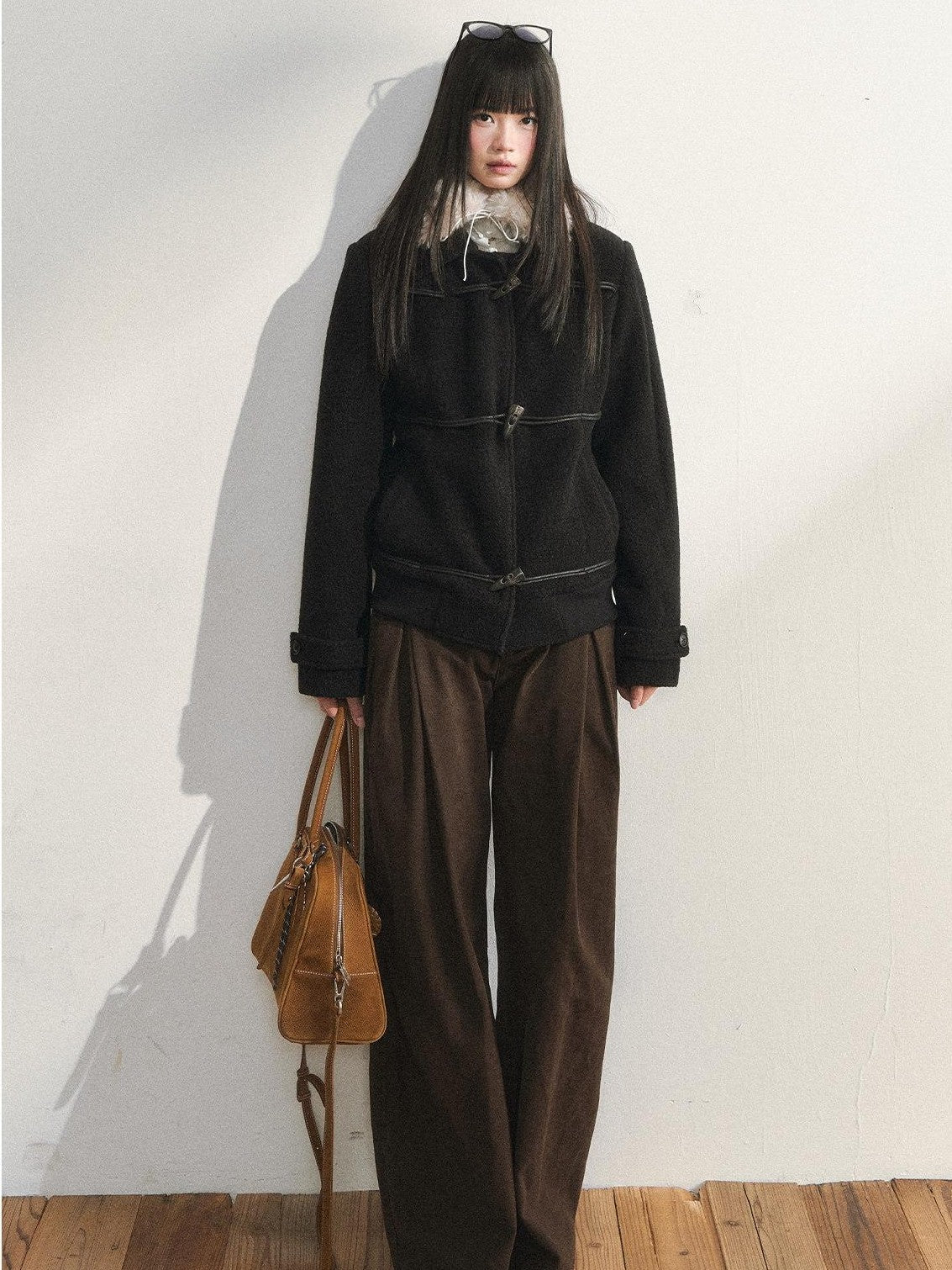 7Shiftin Brown Drapey Relaxed High Waist Casual Versatile Women&