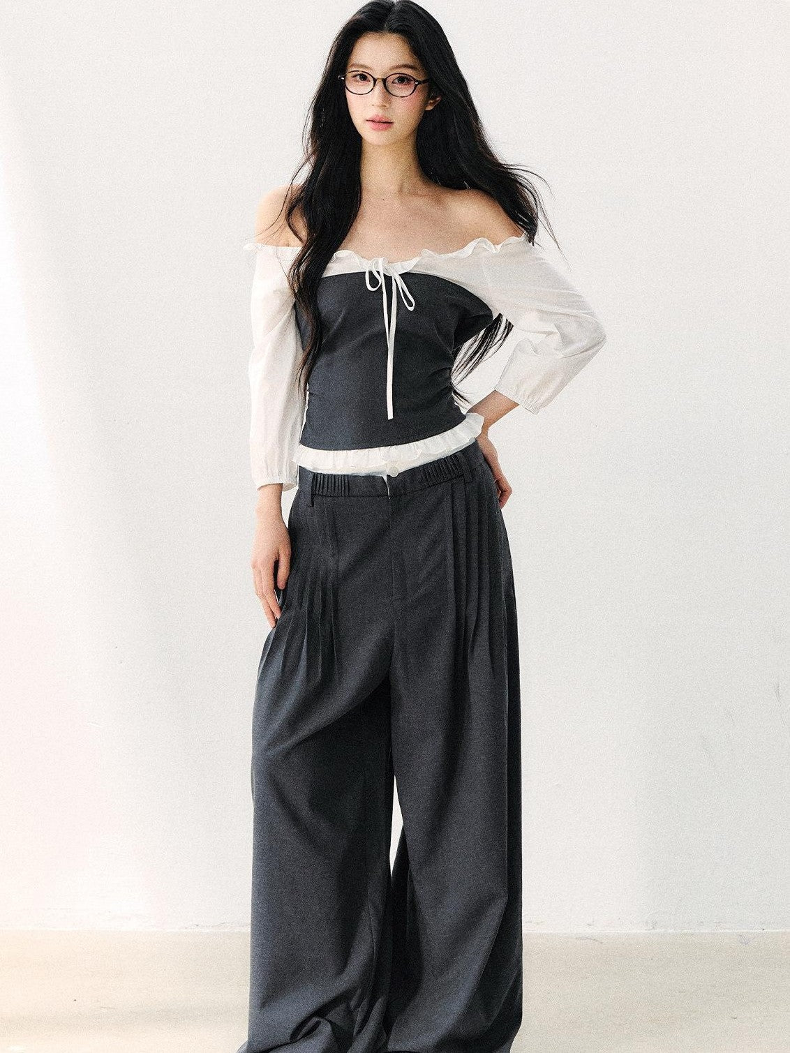 7Shiftin Dark Gray Pleated Wrinkle Resistant Women&