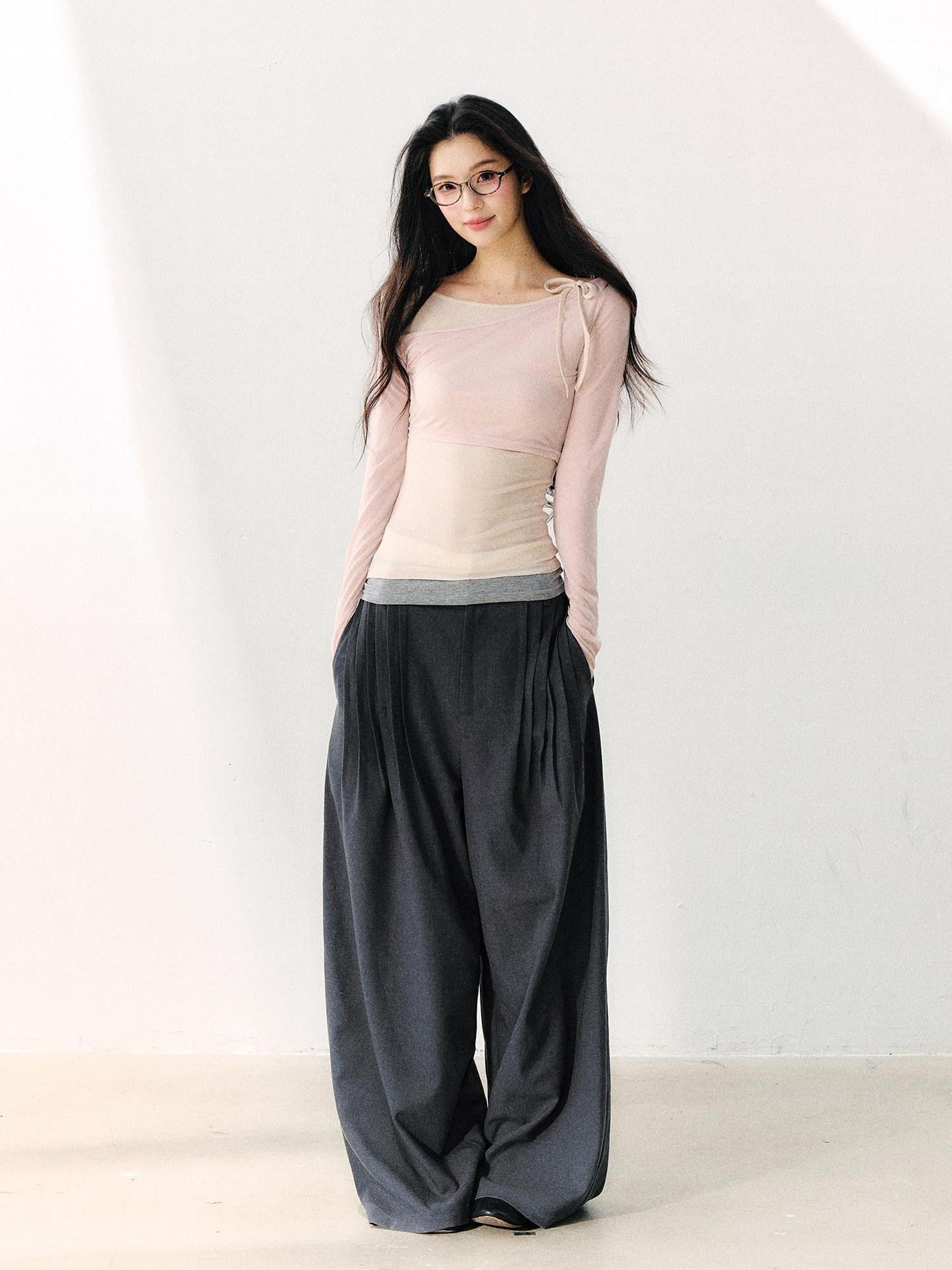 7Shiftin Dark Gray Pleated Wrinkle Resistant Women&