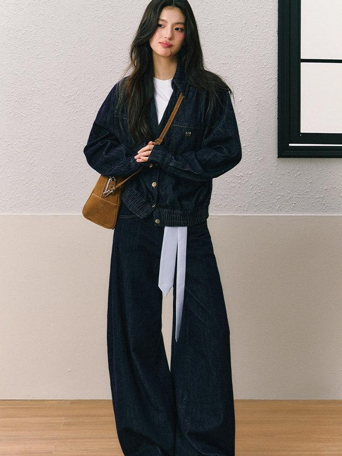 7Shiftin Dark Vintage Loose Jacket Wide Leg Women&