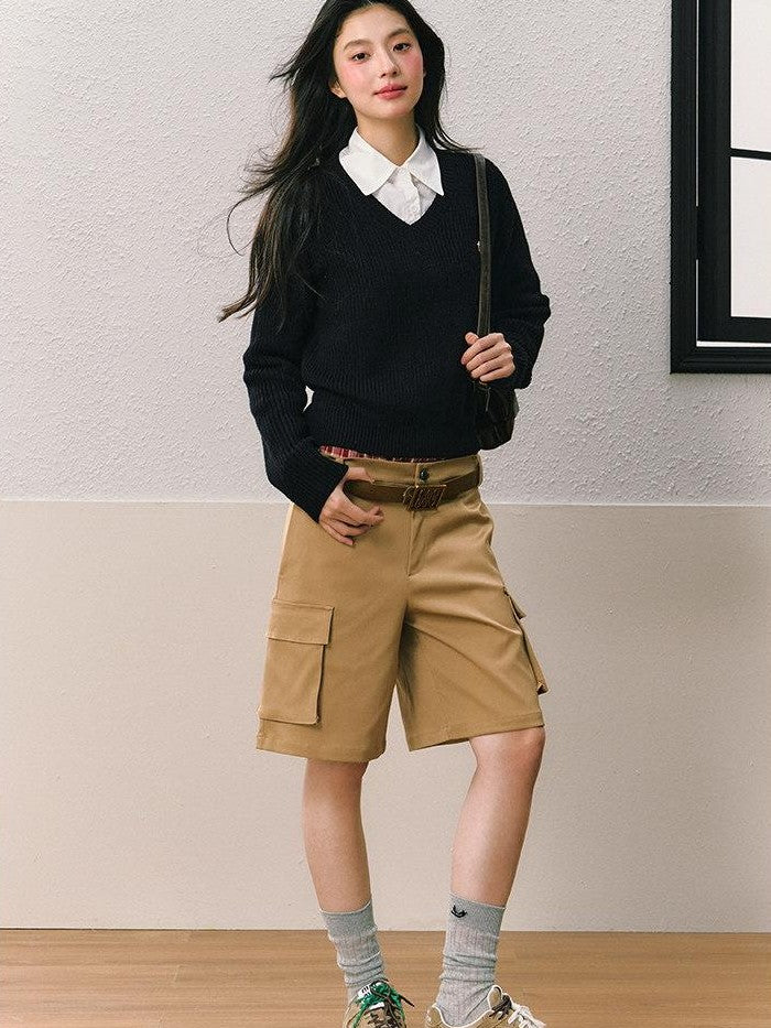 7Shiftin Deep Brown Retro Classic Minimalist Versatile Youthful Women&