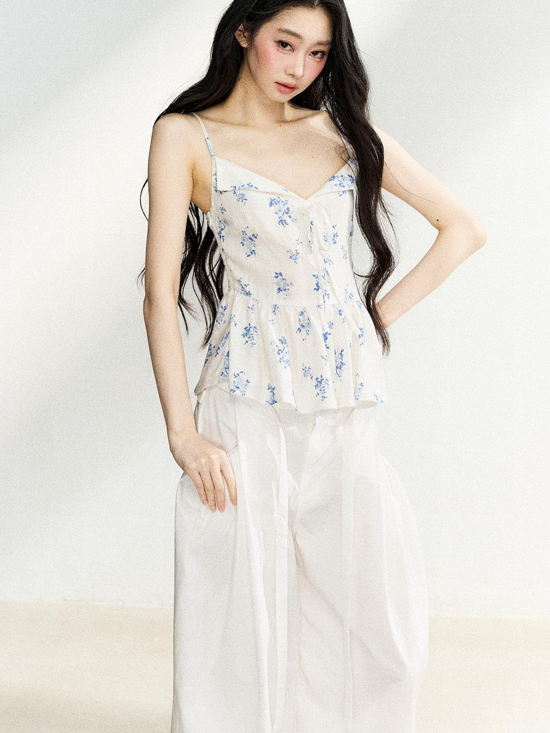 7Shiftin Floral Ruffle Drawstring Cinched Waist Women&