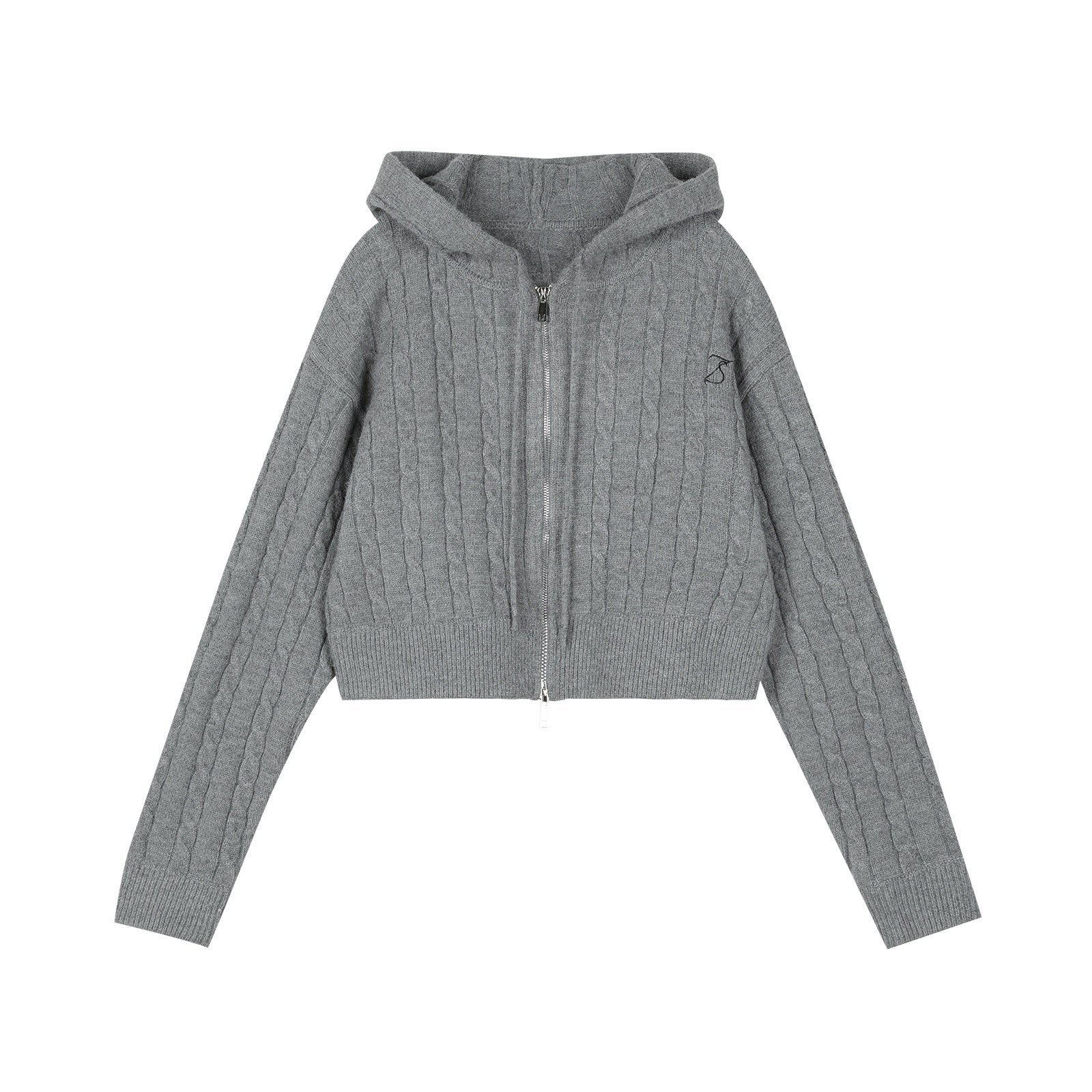7Shiftin_Gray_Hooded_Double_Zipper_Cardigan_Women&