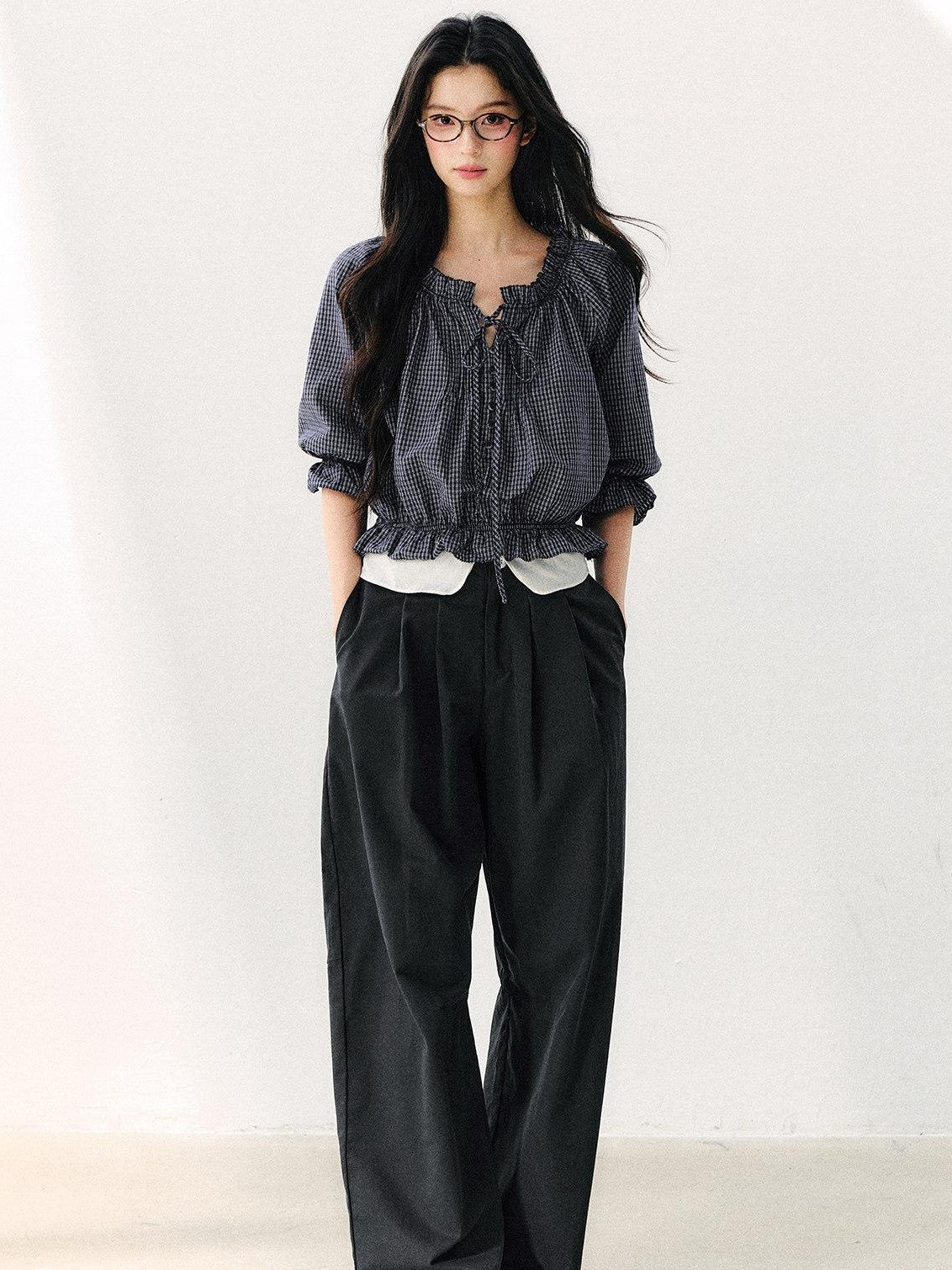 7Shiftin High Waist Zipper Straight Leg Casual Women&