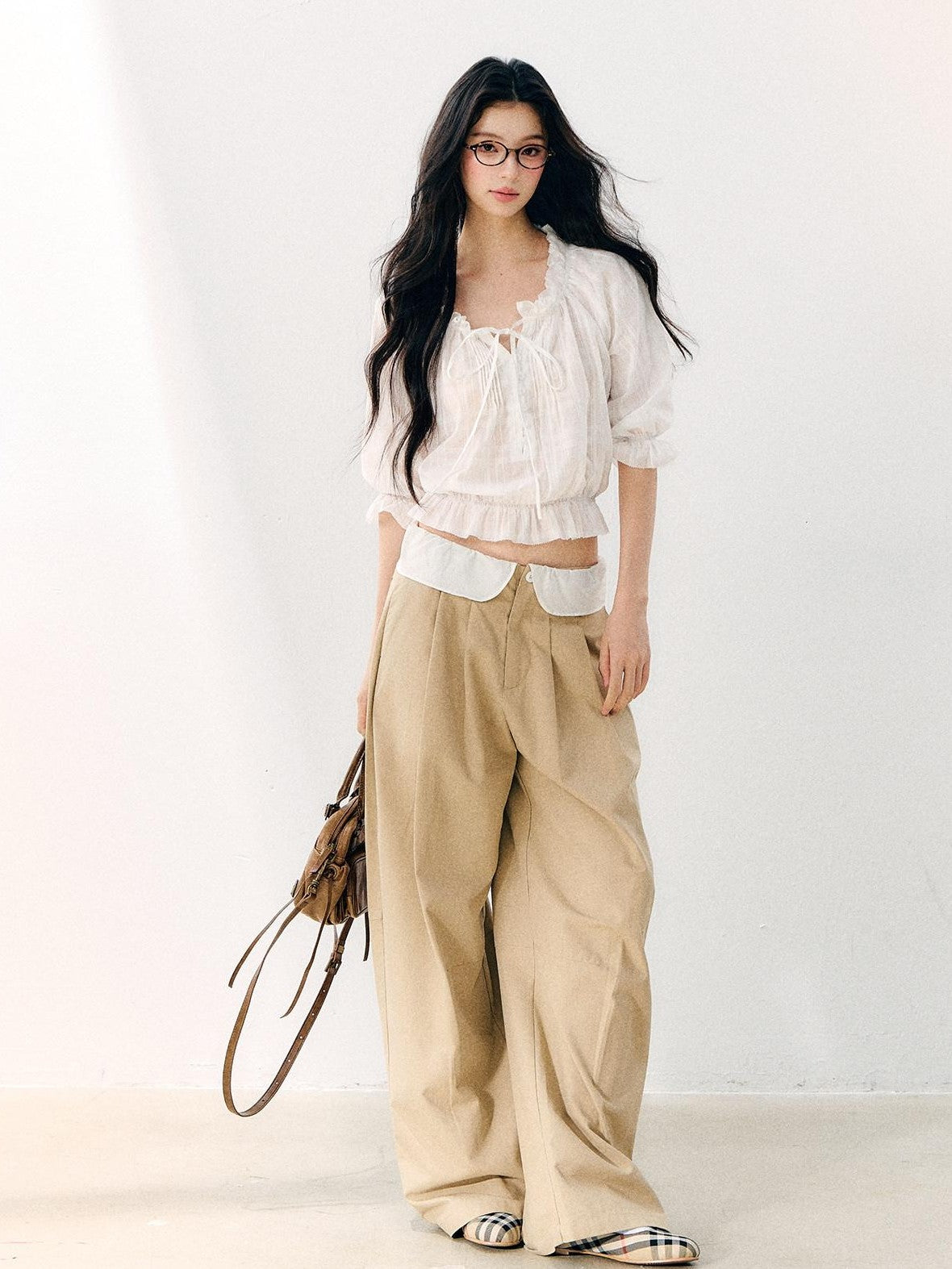 7Shiftin High Waist Zipper Straight Leg Casual Women&