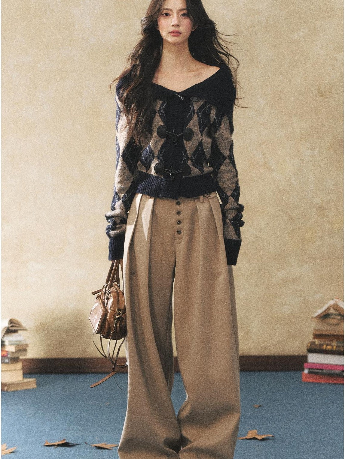 7Shiftin Khaki Drapey Button Natural Waist Casual Women&