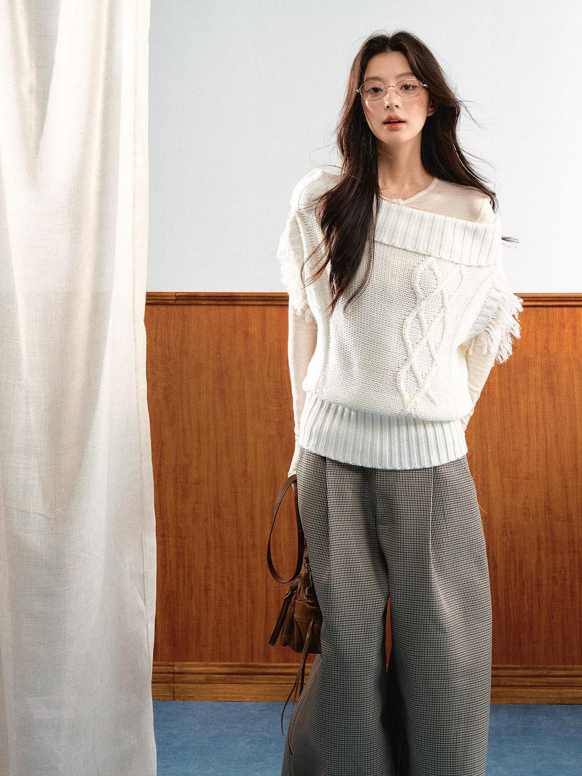 7Shiftin Korean Asymmetric Slanted Shoulder Waist Cinch Women&