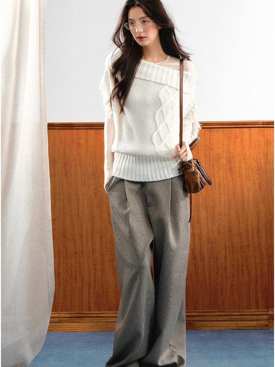 7Shiftin Korean Asymmetric Slanted Shoulder Waist Cinch Women&