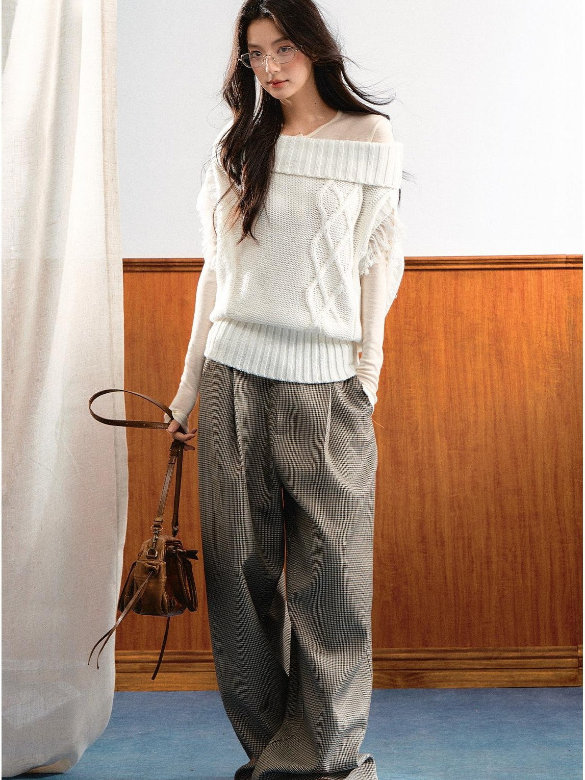 7Shiftin Korean Asymmetric Slanted Shoulder Waist Cinch Women&