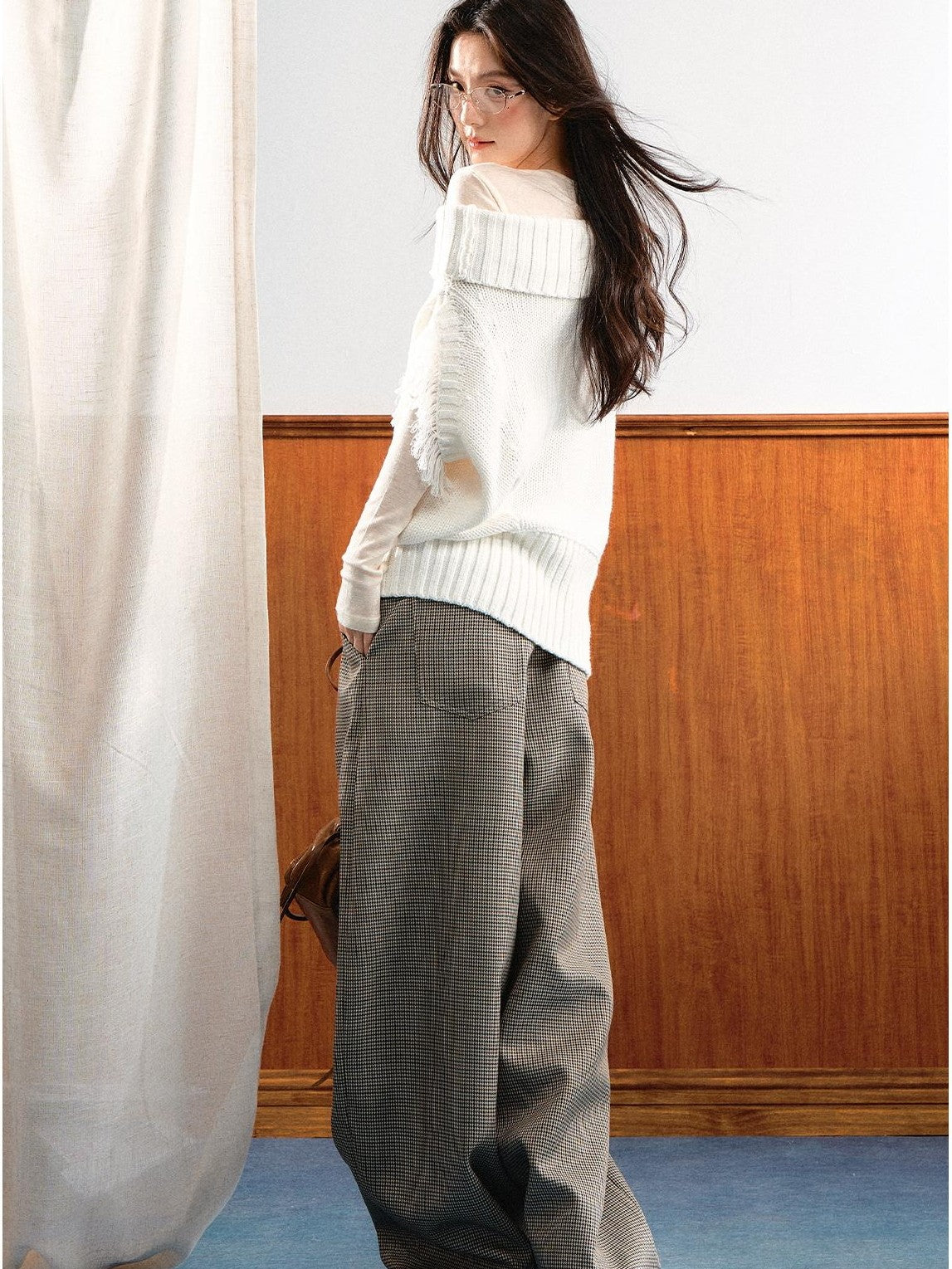 7Shiftin Korean Asymmetric Slanted Shoulder Waist Cinch Women&