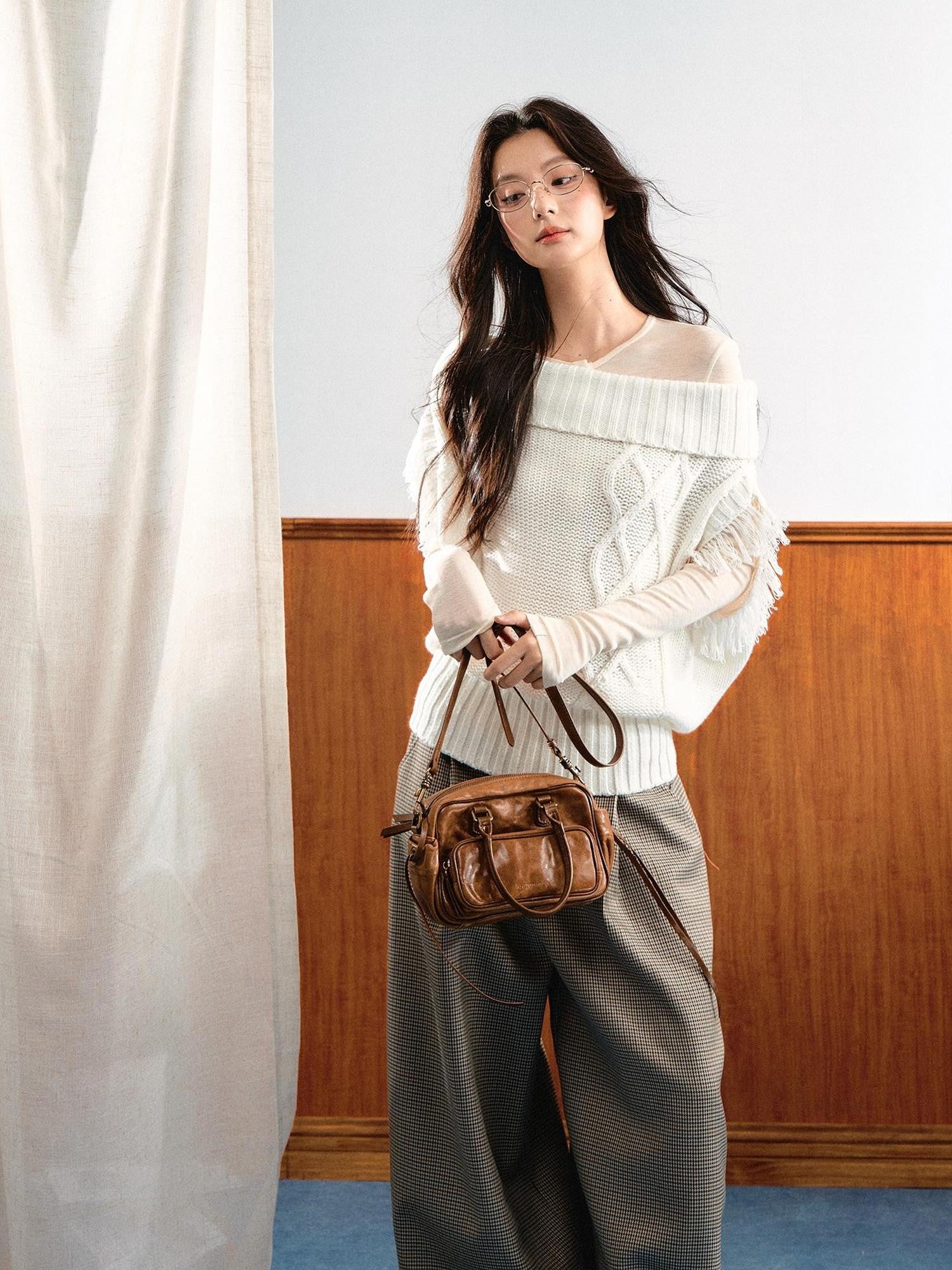 7Shiftin Korean Asymmetric Slanted Shoulder Waist Cinch Women&