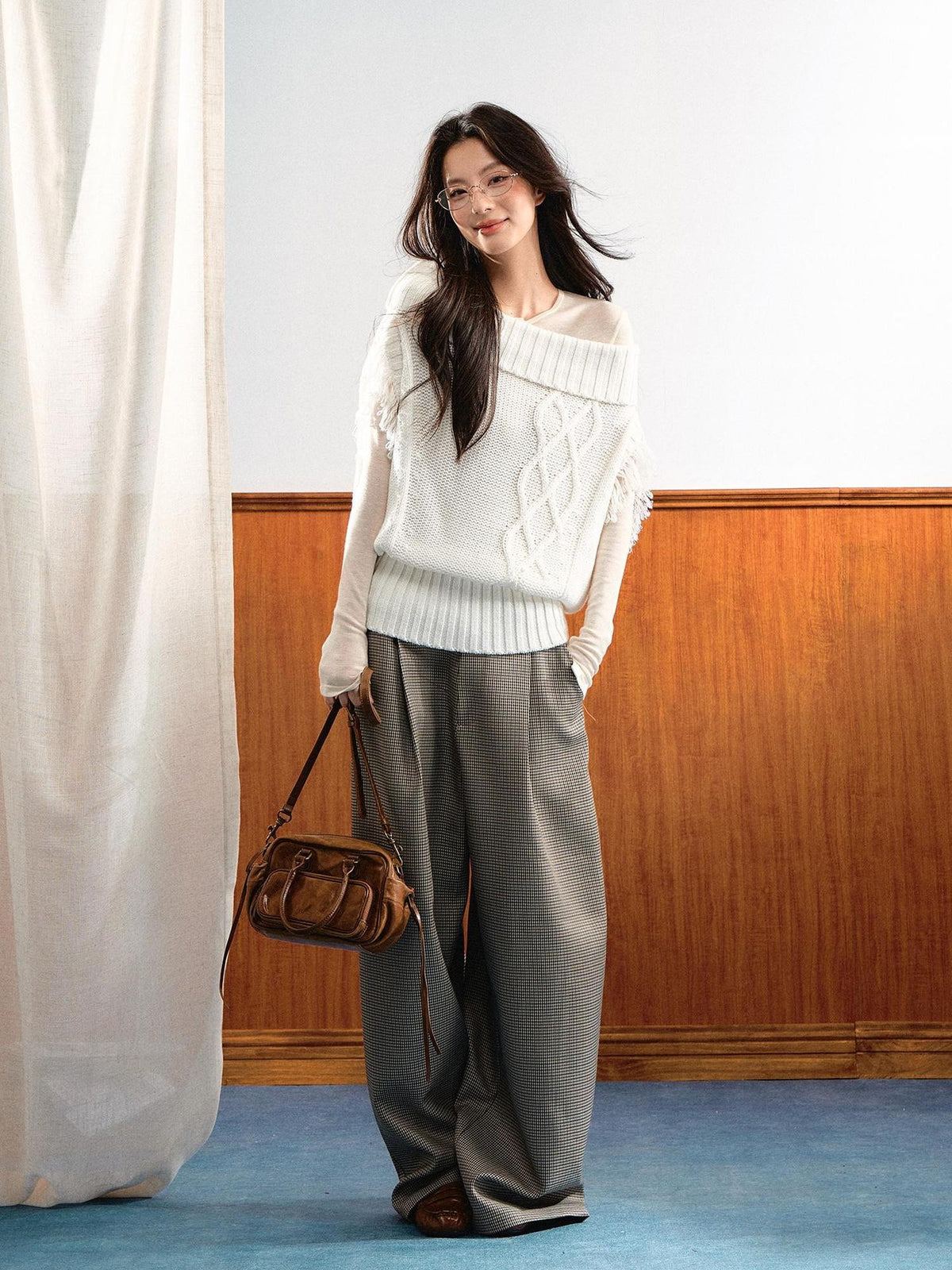 7Shiftin Korean Asymmetric Slanted Shoulder Waist Cinch Women&
