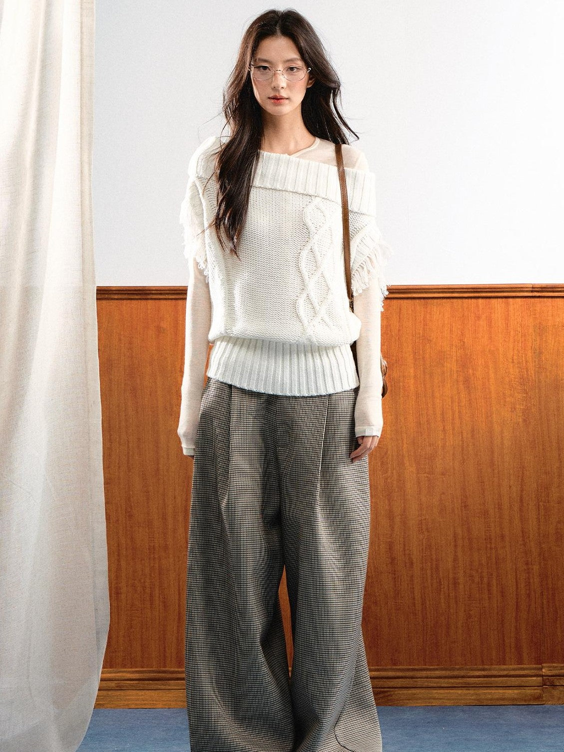 7Shiftin Korean Asymmetric Slanted Shoulder Waist Cinch Women&
