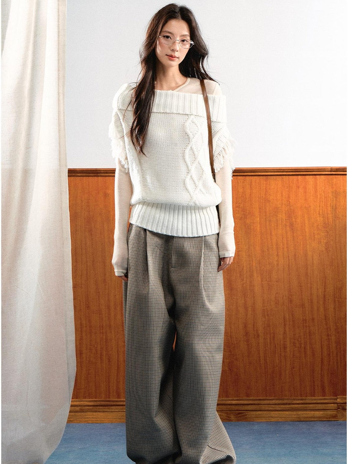 7Shiftin Korean Asymmetric Slanted Shoulder Waist Cinch Women&