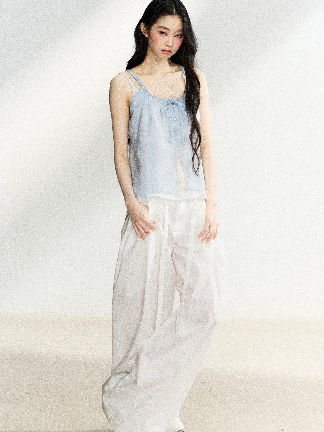 7Shiftin Layered Two Piece Tie Bow Sheer Cardigan Women&