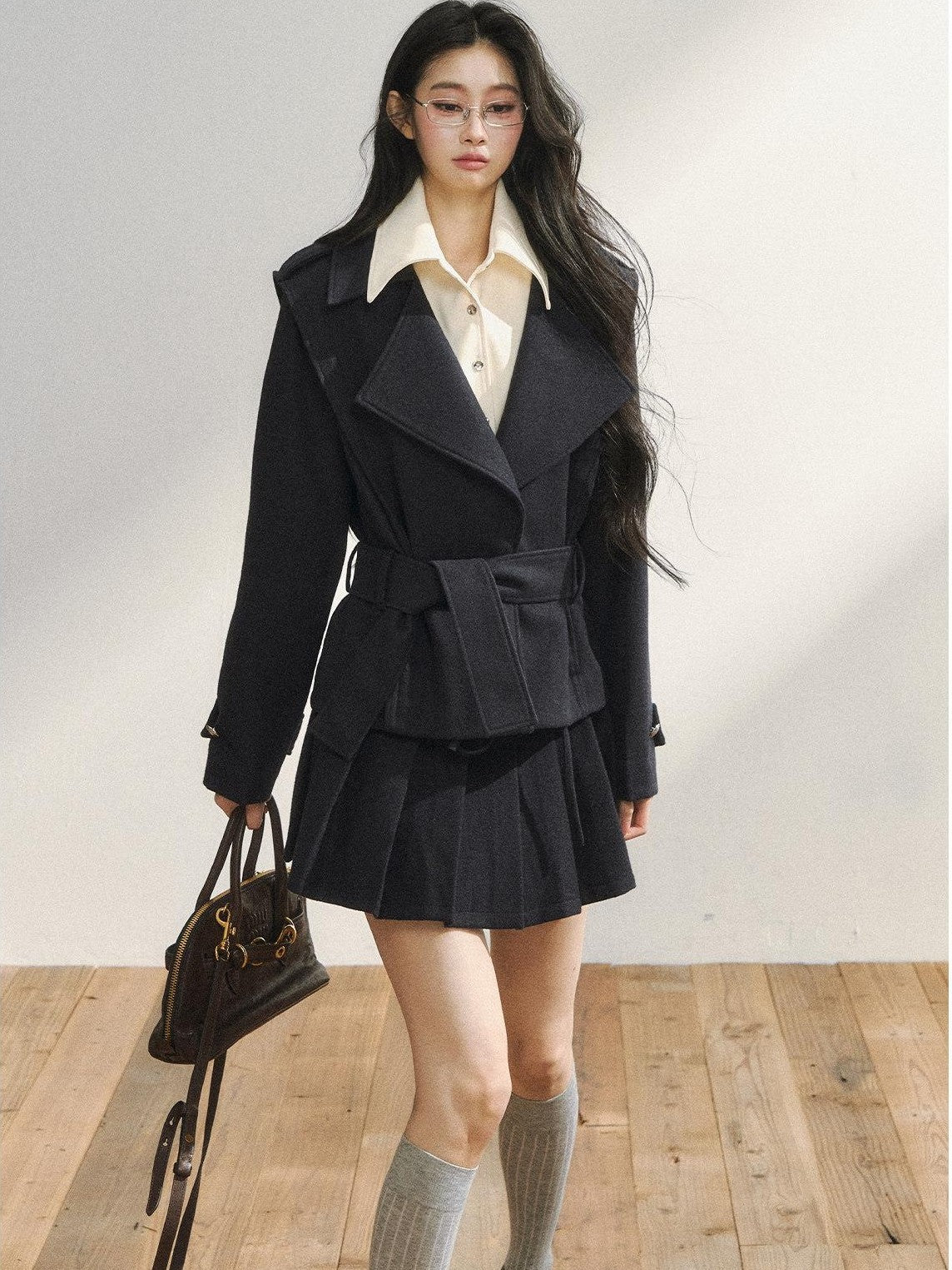 7Shiftin Padded Blazer Faux Two Piece College Style Women&